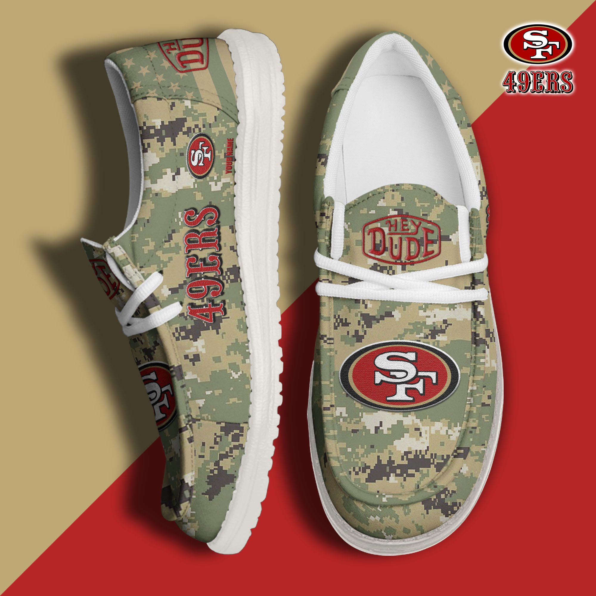 JWFancy San Francisco 49ers Hey Dude Shoes Wally Men's Lace Up Loafers Comfortable For Men And Women