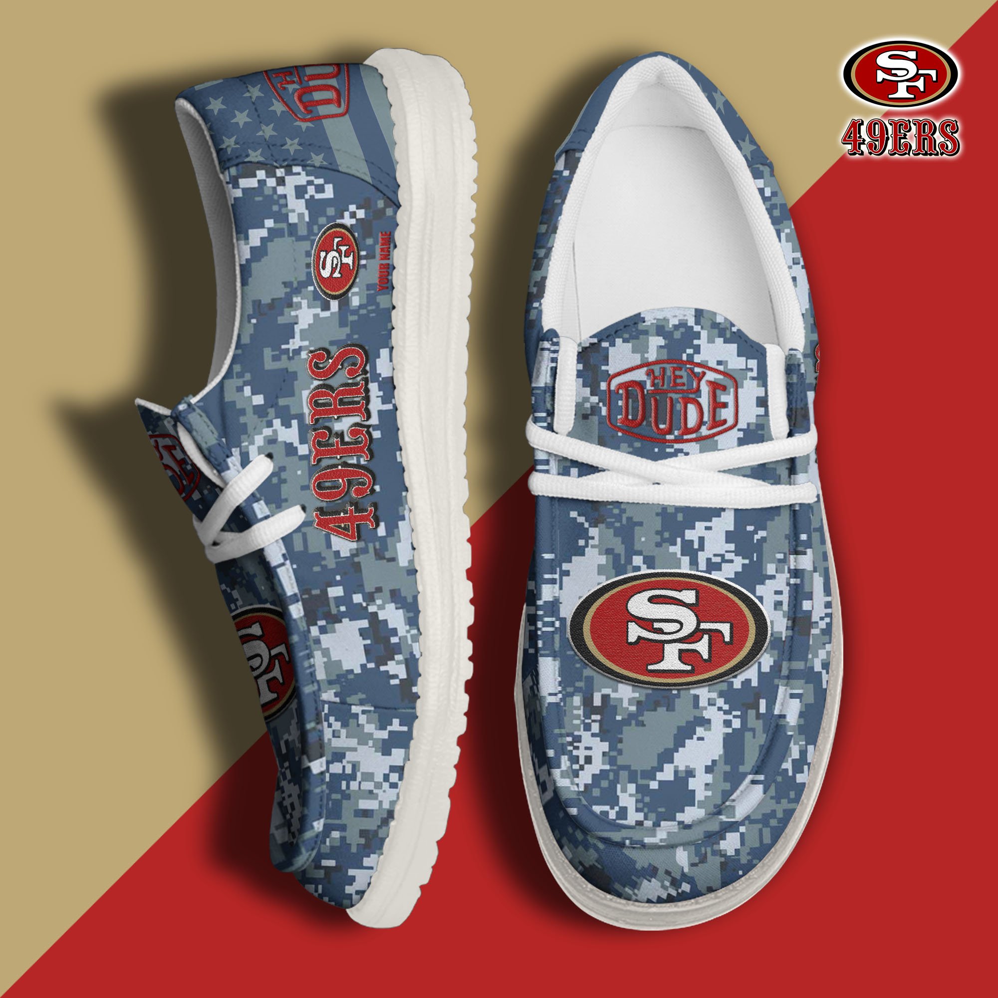 JWFancy San Francisco 49ers Hey Dude Shoes Wally Men's Lace Up Loafers Comfortable For Men And Women