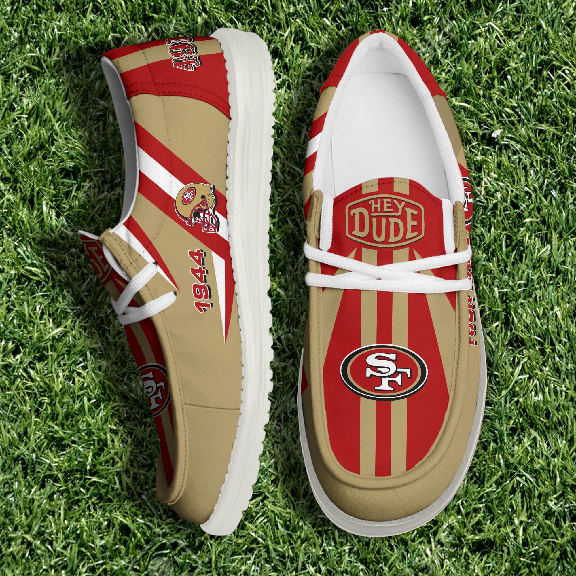 JWFancy San Francisco 49ers Hey Dude Shoes Wally Men's Lace Up Loafers Comfortable For Men And Women
