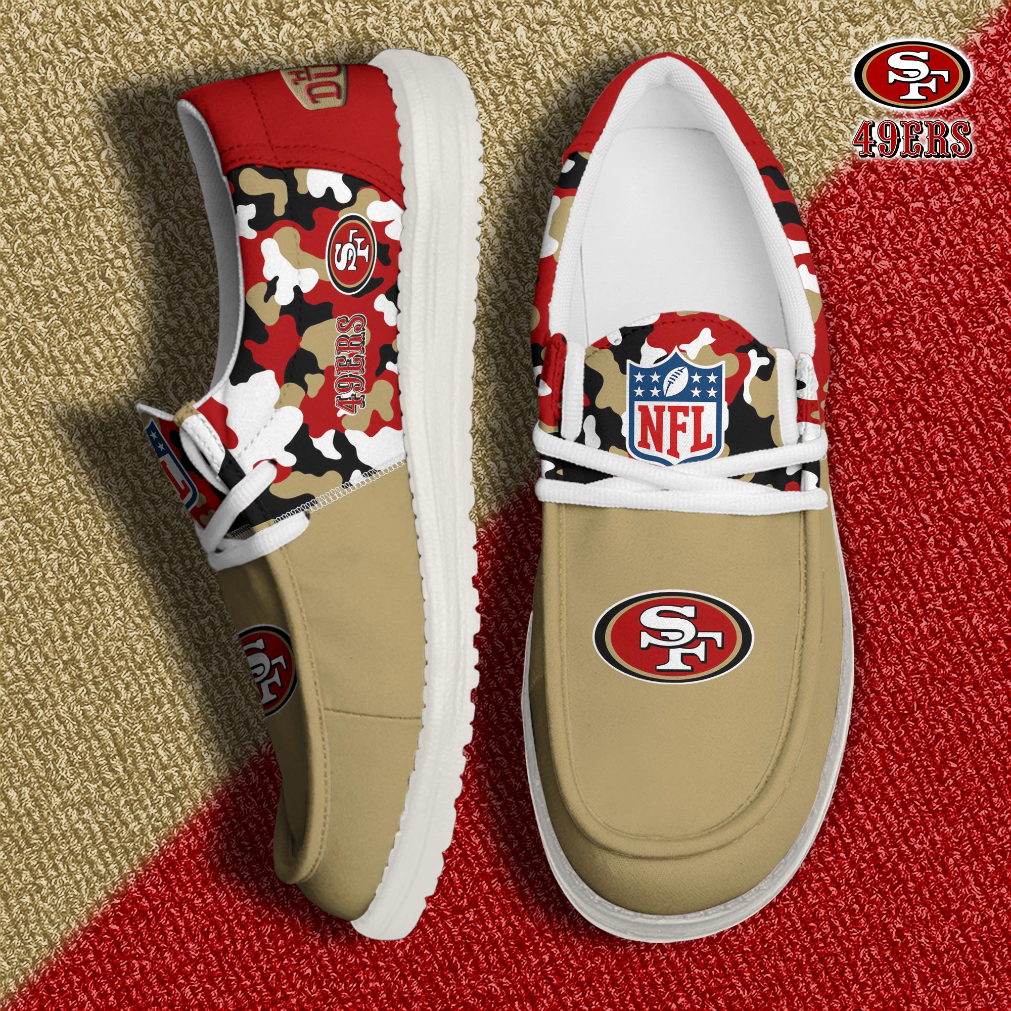 JWFancy San Francisco 49ers Hey Dude Shoes Wally Men's Lace Up Loafers Comfortable For Men And Women
