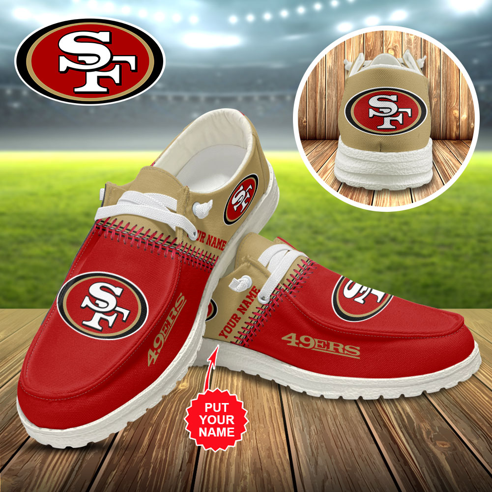 JWFancy San Francisco 49ers Hey Dude Shoes Wally Men's Lace Up Loafers Comfortable For Men And Women