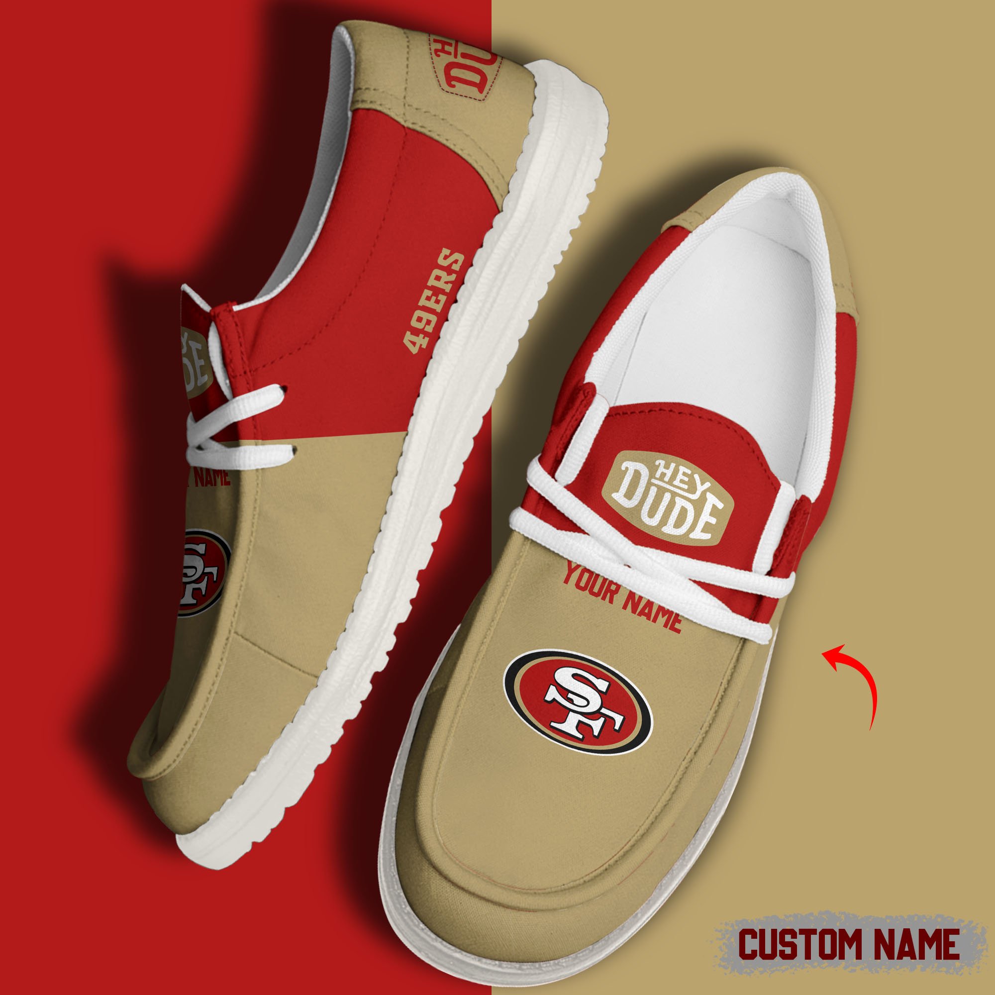 JWFancy San Francisco 49ers Hey Dude Shoes Wally Men's Lace Up Loafers Comfortable For Men And Women