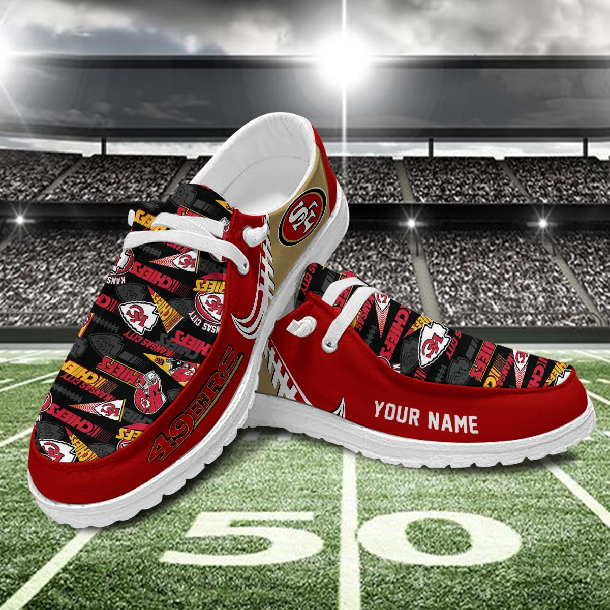 JWFancy San Francisco 49ers Hey Dude Shoes Wally Men's Lace Up Loafers Comfortable For Men And Women