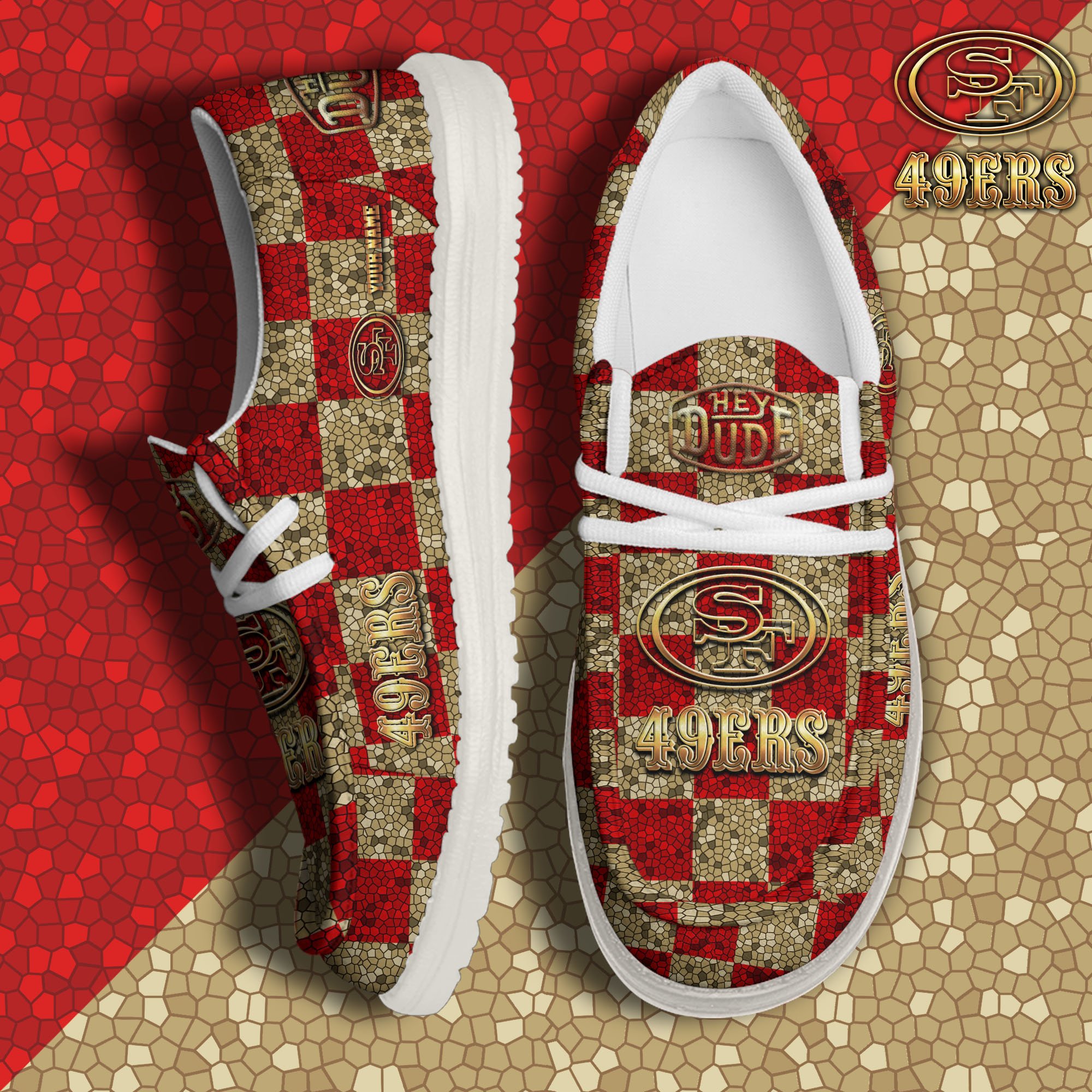 JWFancy San Francisco 49ers Hey Dude Shoes Wally Men's Lace Up Loafers Comfortable For Men And Women