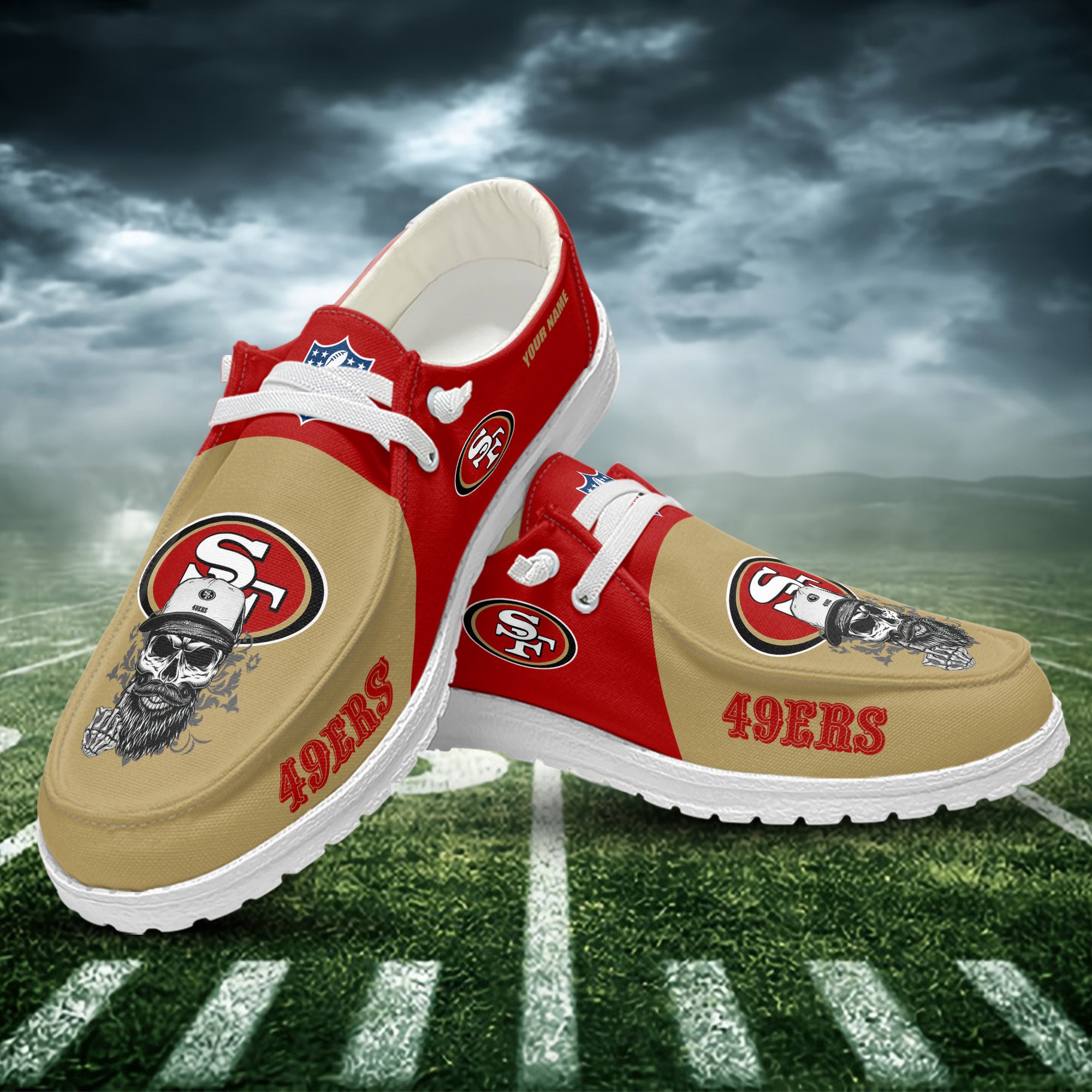 JWFancy San Francisco 49ers Hey Dude Shoes Wally Men's Lace Up Loafers Comfortable For Men And Women