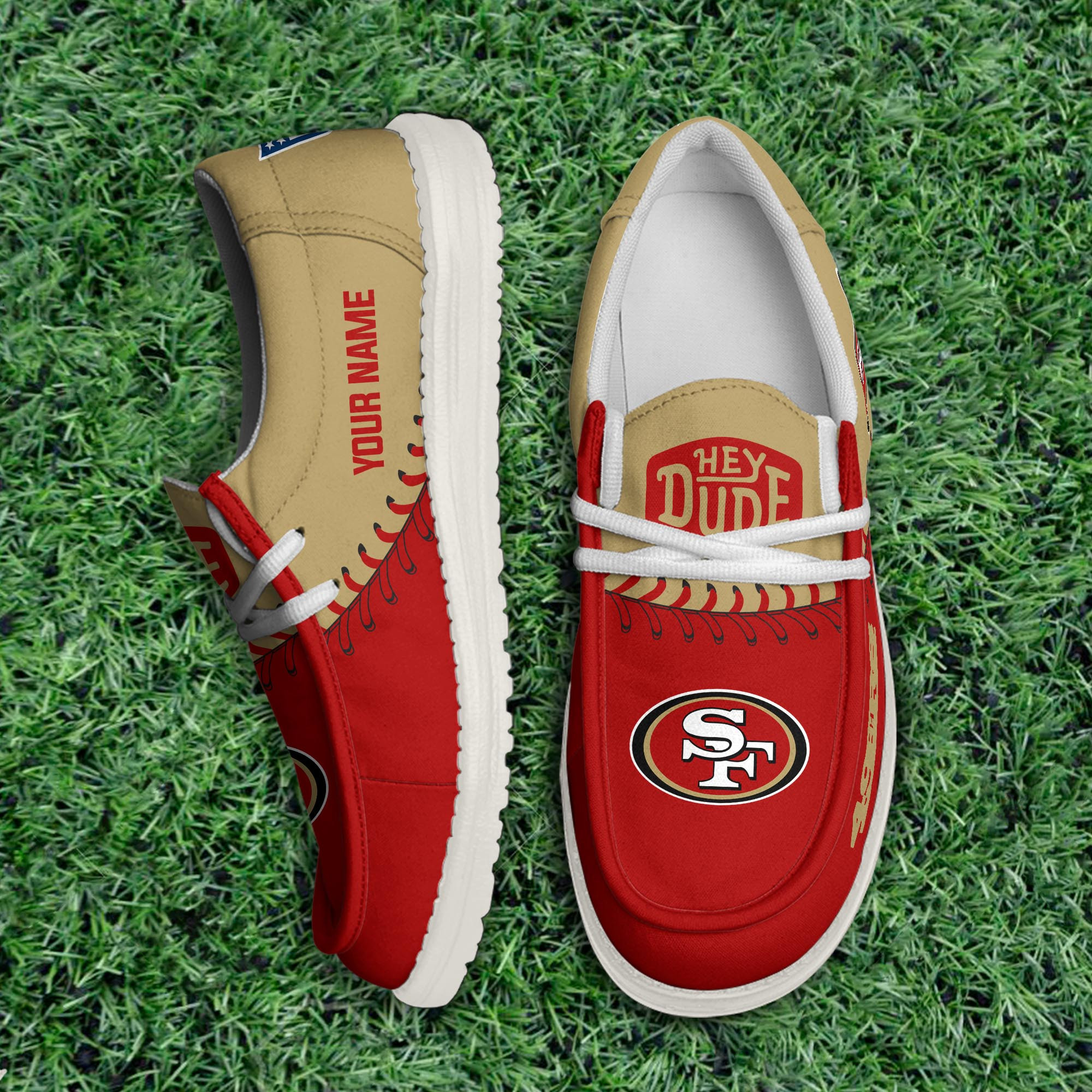 JWFancy San Francisco 49ers Hey Dude Shoes Wally Men's Lace Up Loafers Comfortable For Men And Women