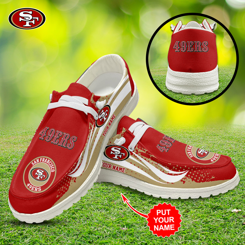 JWFancy San Francisco 49ers Hey Dude Shoes Wally Men's Lace Up Loafers Comfortable For Men And Women