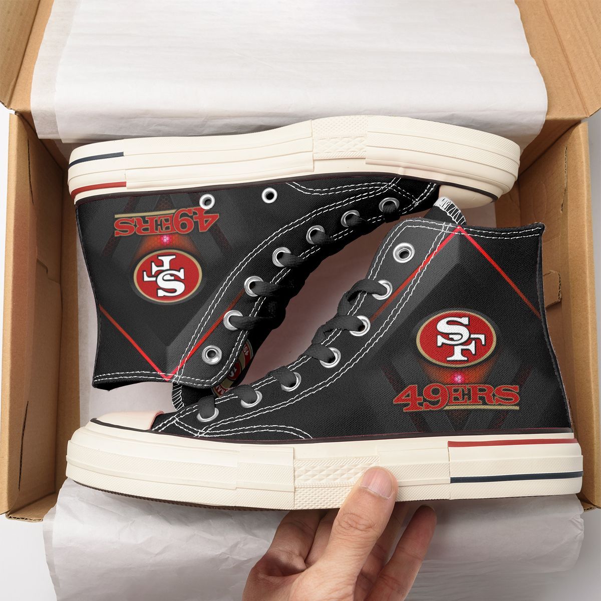 JWFancy San Francisco 49ers High Top Canvas Sneakers Shoes For Men And Women