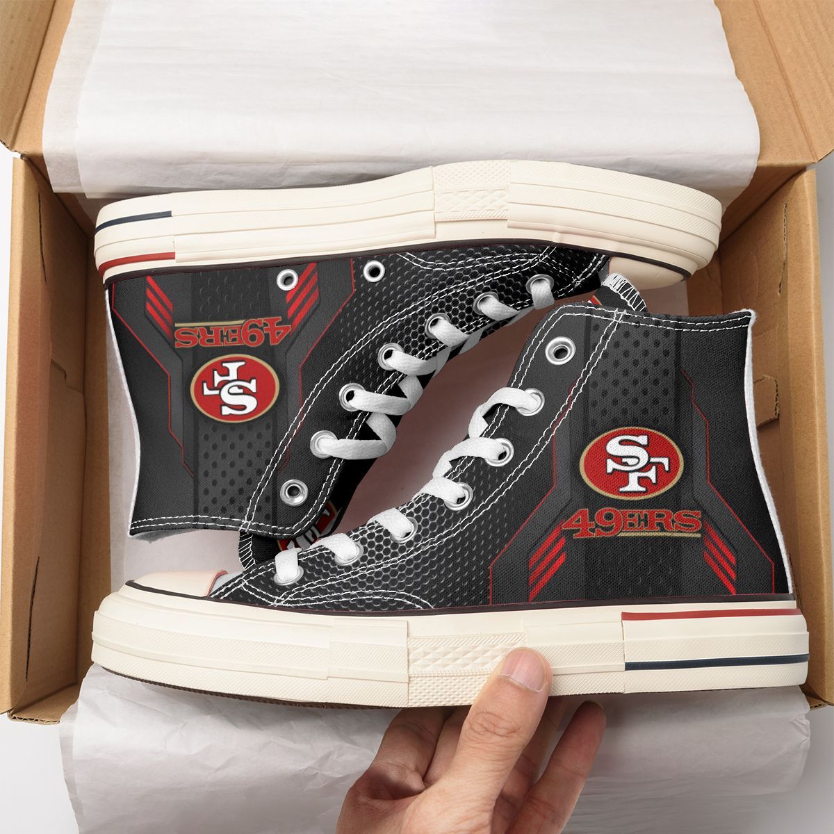 JWFancy San Francisco 49ers High Top Canvas Sneakers Shoes For Men And Women
