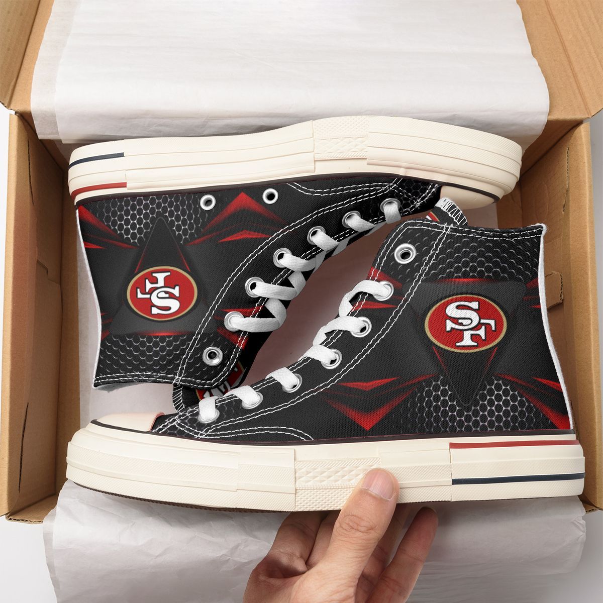 JWFancy San Francisco 49ers High Top Canvas Sneakers Shoes For Men And Women