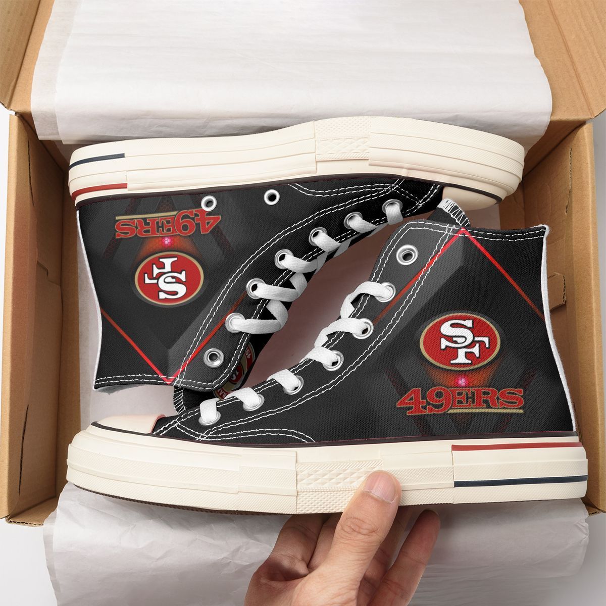 JWFancy San Francisco 49ers High Top Canvas Sneakers Shoes For Men And Women