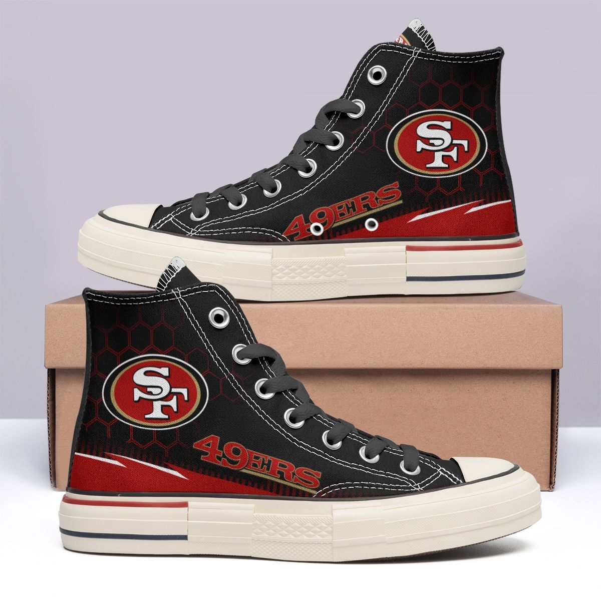 JWFancy San Francisco 49ers High Top Canvas Sneakers Shoes For Men And Women