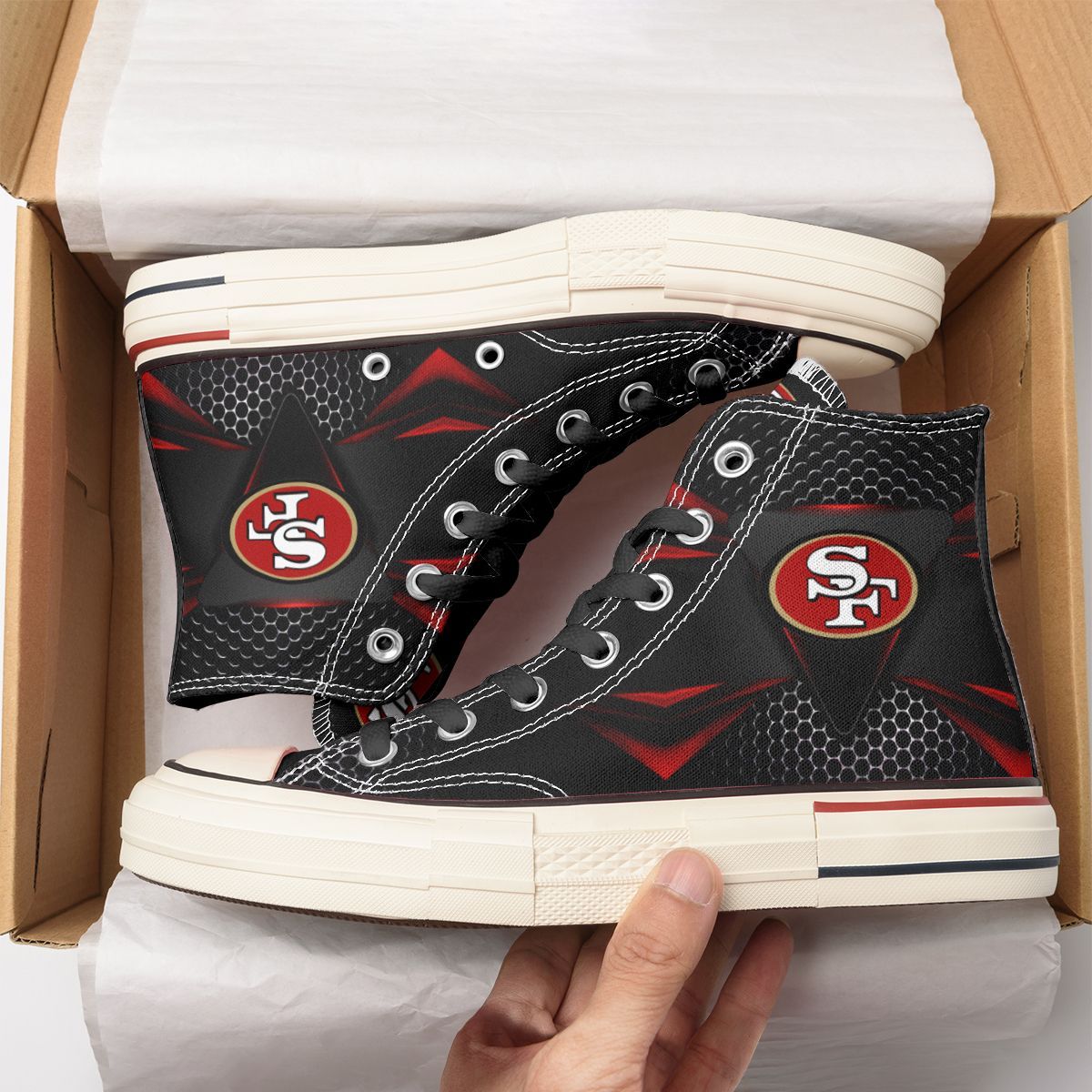 JWFancy San Francisco 49ers High Top Canvas Sneakers Shoes For Men And Women