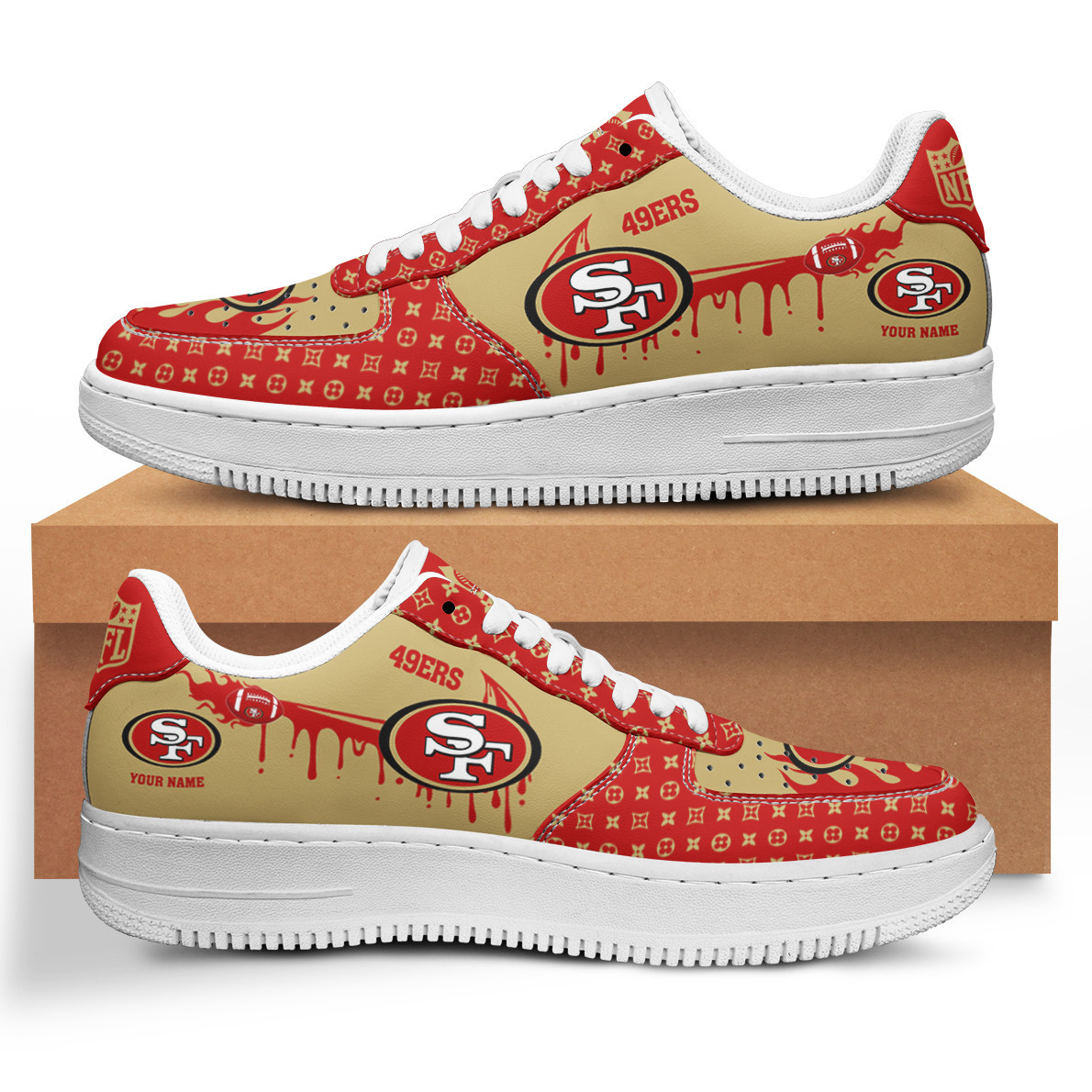 JWFancy San Francisco 49ers NFL Air Low-Top Sneakers Shoes For Men And Women