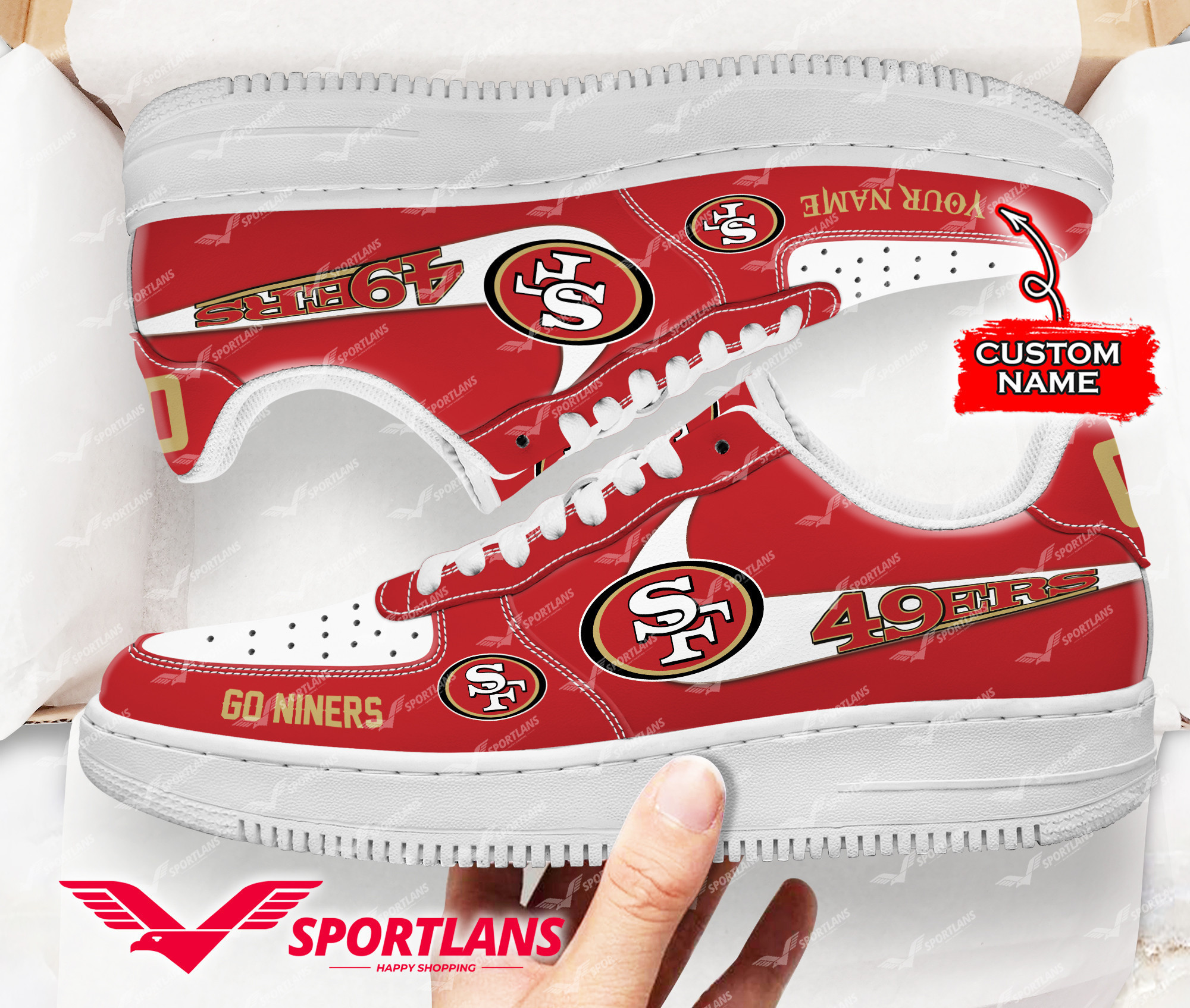 JWFancy San Francisco 49ers NFL Air Low-Top Sneakers Shoes For Men And Women