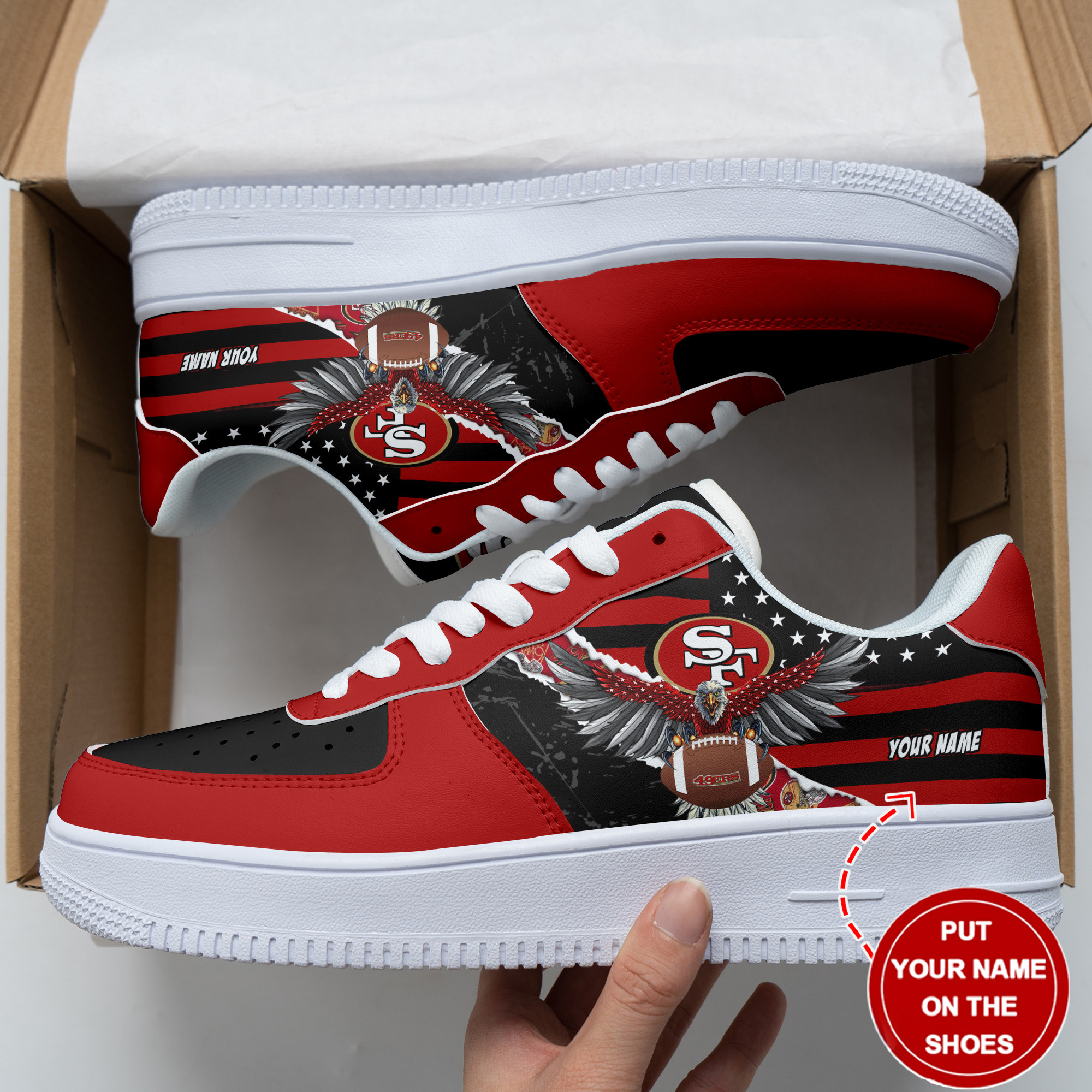 JWFancy San Francisco 49ers NFL Air Low-Top Sneakers Shoes For Men And Women