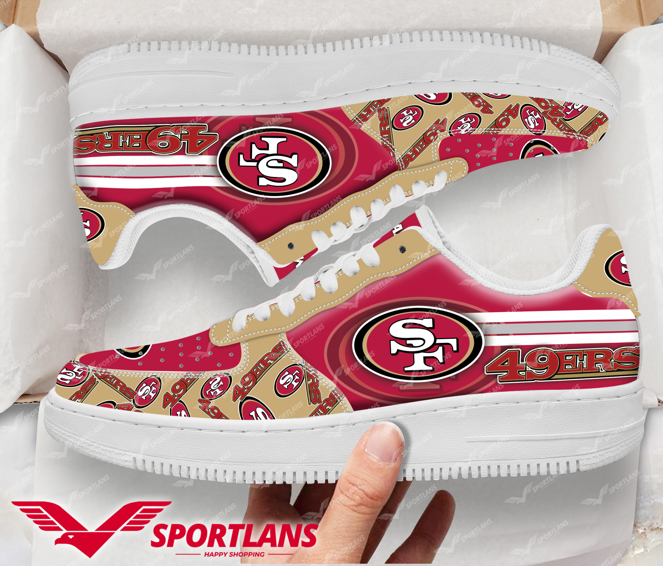 JWFancy San Francisco 49ers NFL Air Low-Top Sneakers Shoes For Men And Women