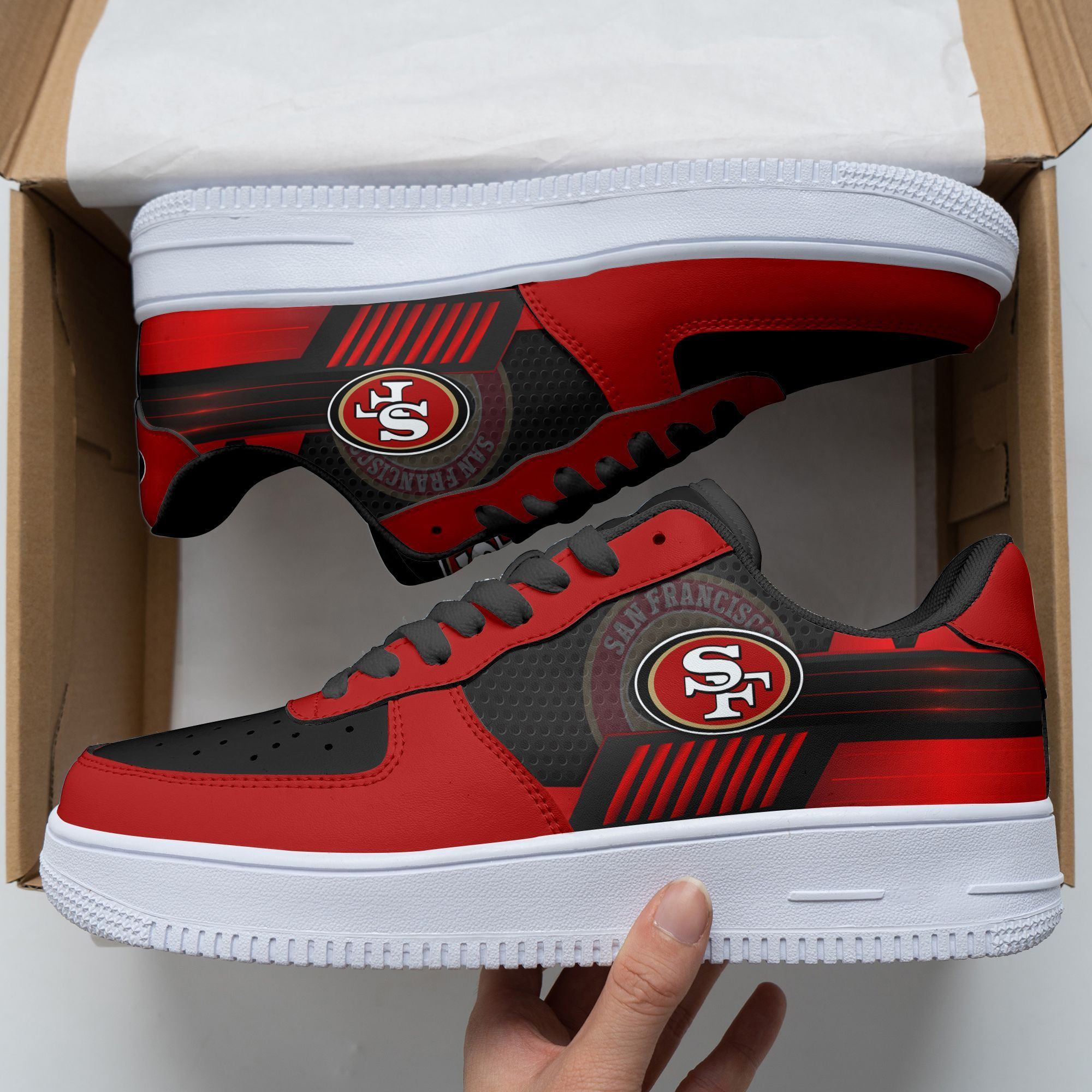 JWFancy San Francisco 49ers NFL Air Low-Top Sneakers Shoes For Men And Women