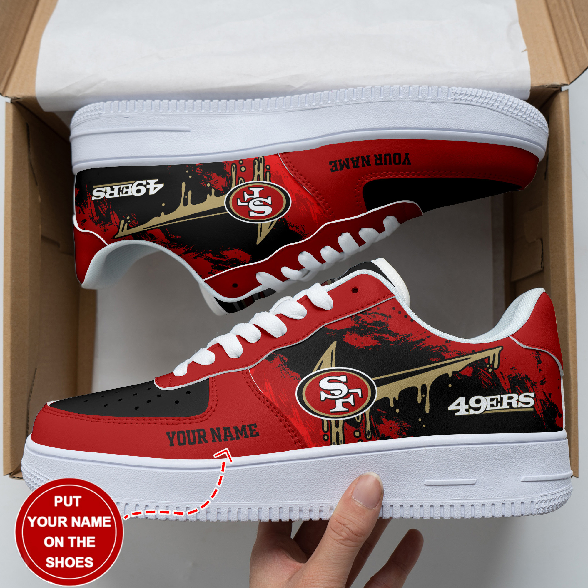 JWFancy San Francisco 49ers NFL Air Low-Top Sneakers Shoes For Men And Women