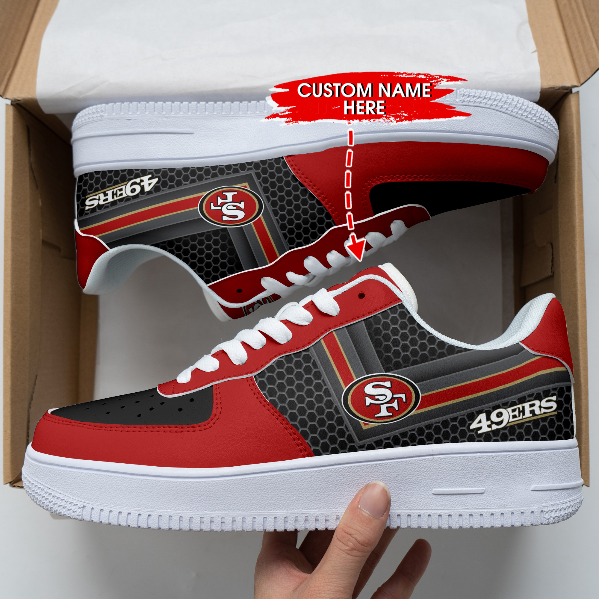 JWFancy San Francisco 49ers NFL Air Low-Top Sneakers Shoes For Men And Women