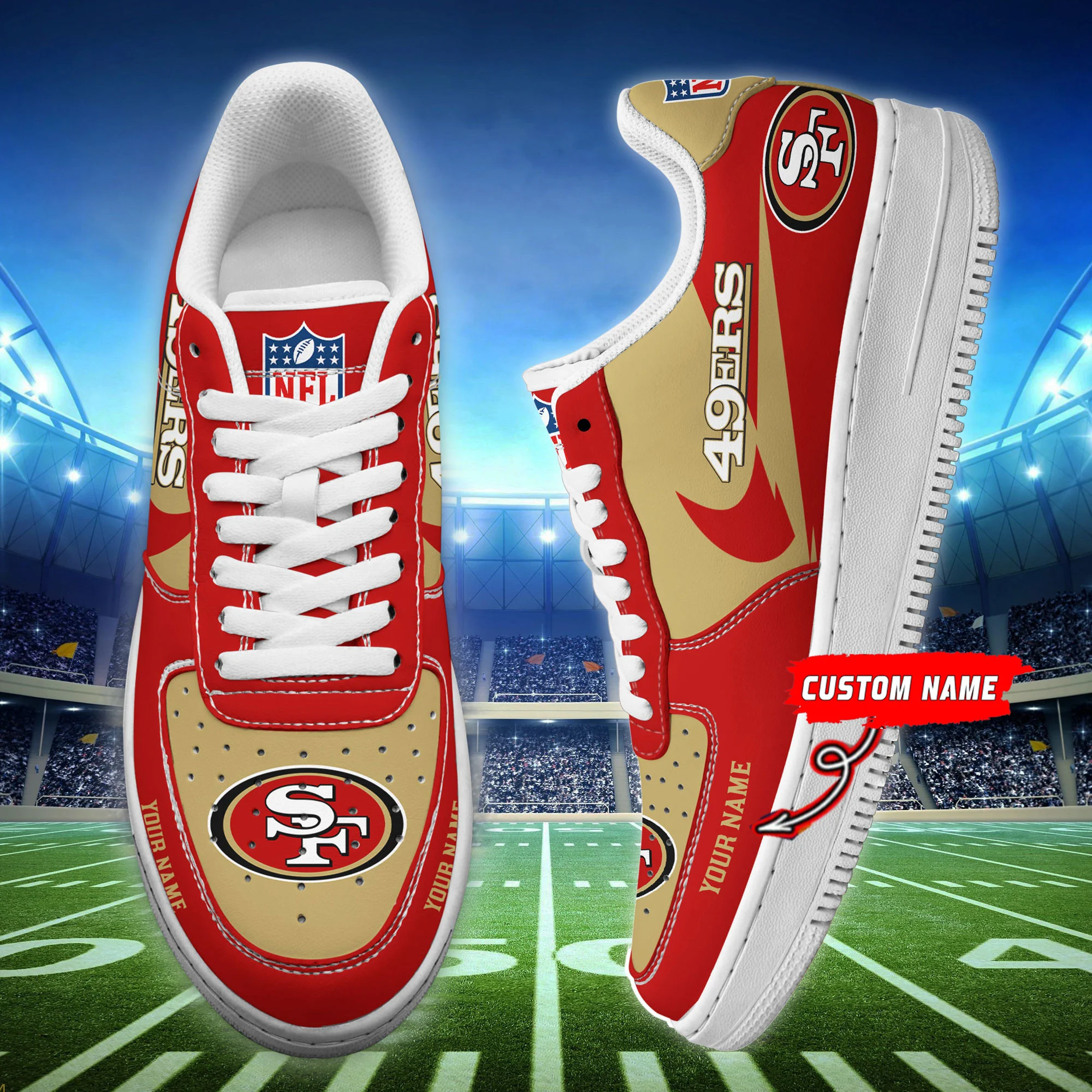 JWFancy San Francisco 49ers NFL Air Low-Top Sneakers Shoes For Men And Women