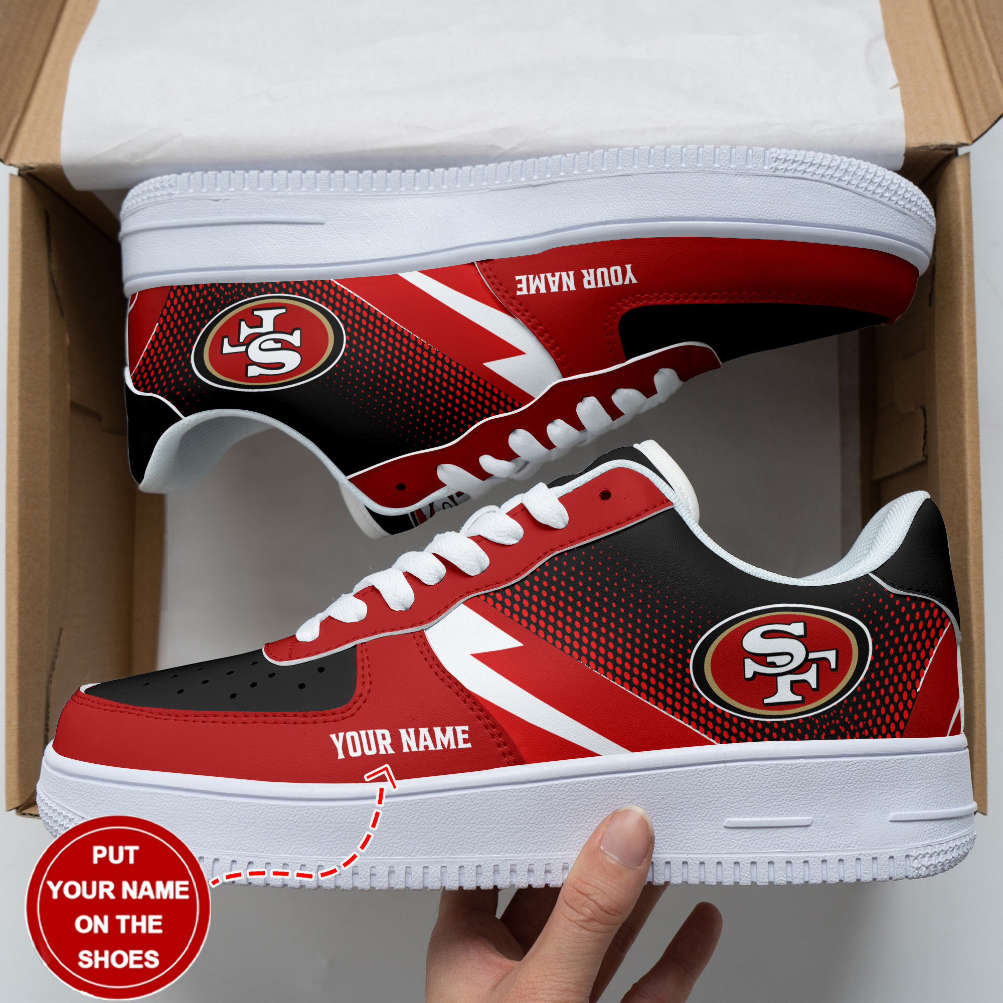 JWFancy San Francisco 49ers NFL Air Low-Top Sneakers Shoes For Men And Women