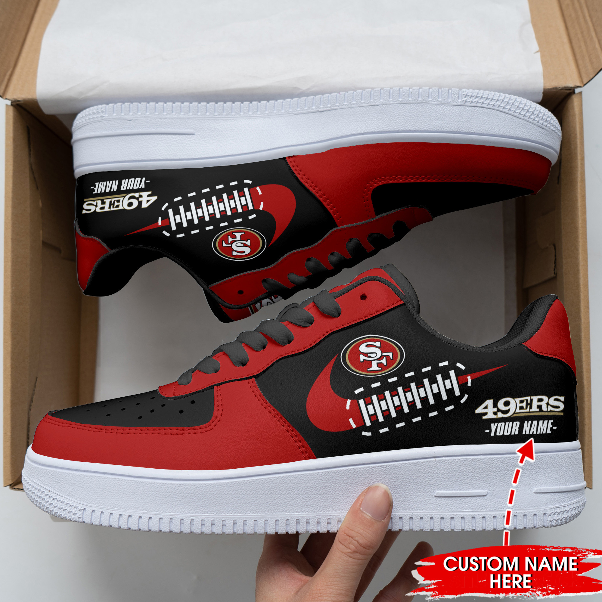 JWFancy San Francisco 49ers NFL Air Low-Top Sneakers Shoes For Men And Women
