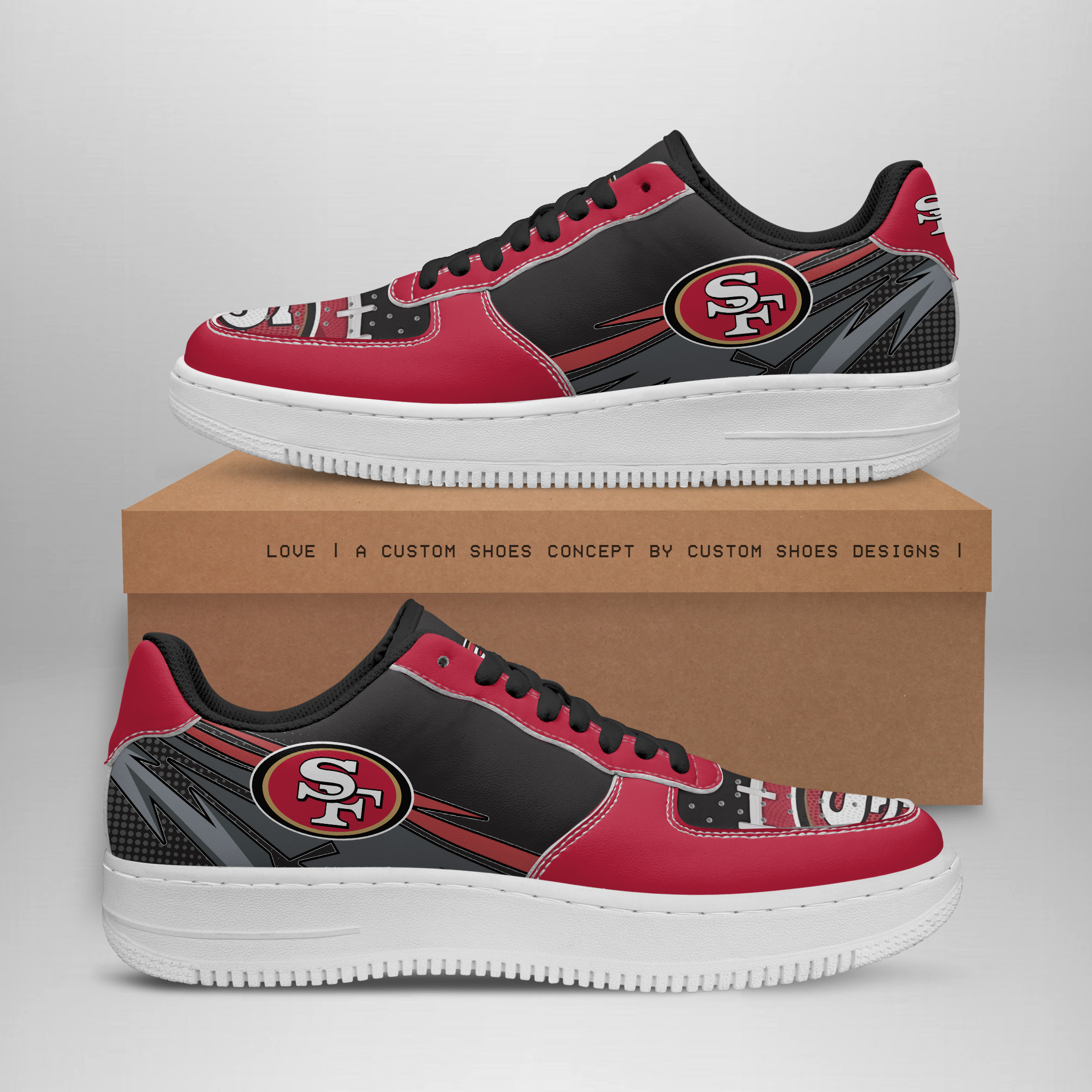 JWFancy San Francisco 49ers NFL Air Low-Top Sneakers Shoes For Men And Women