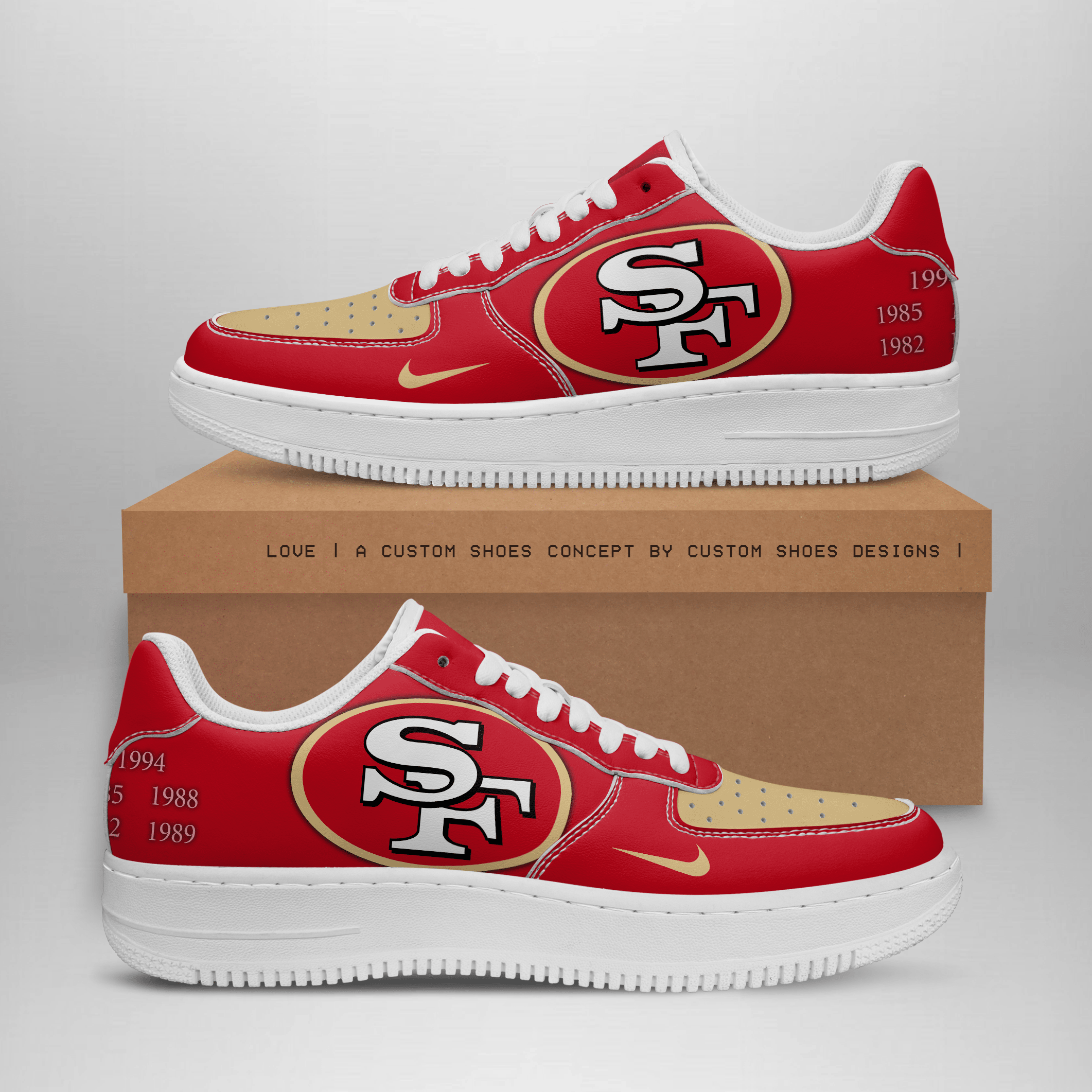 JWFancy San Francisco 49ers NFL Air Low-Top Sneakers Shoes For Men And Women