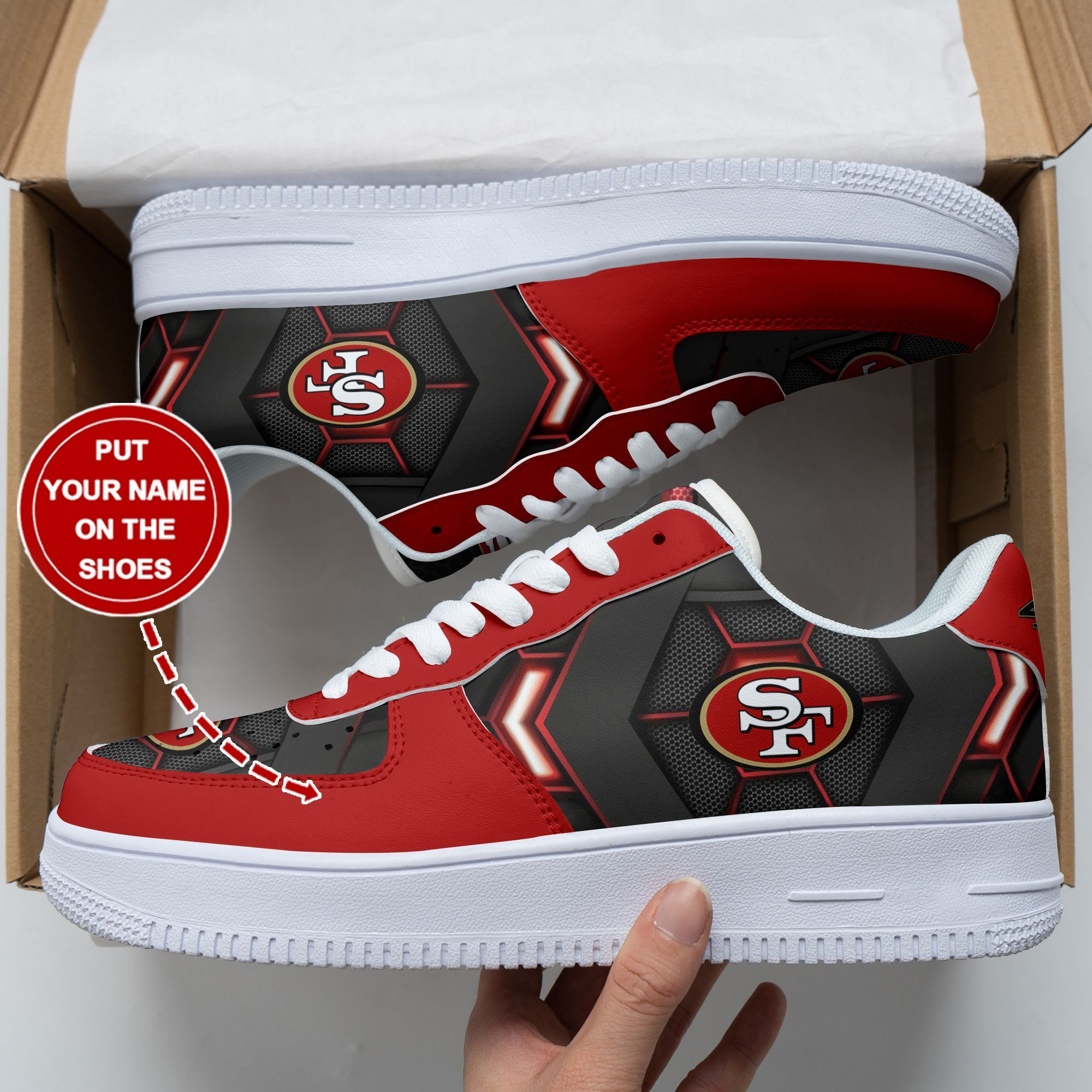 JWFancy San Francisco 49ers NFL Air Low-Top Sneakers Shoes For Men And Women