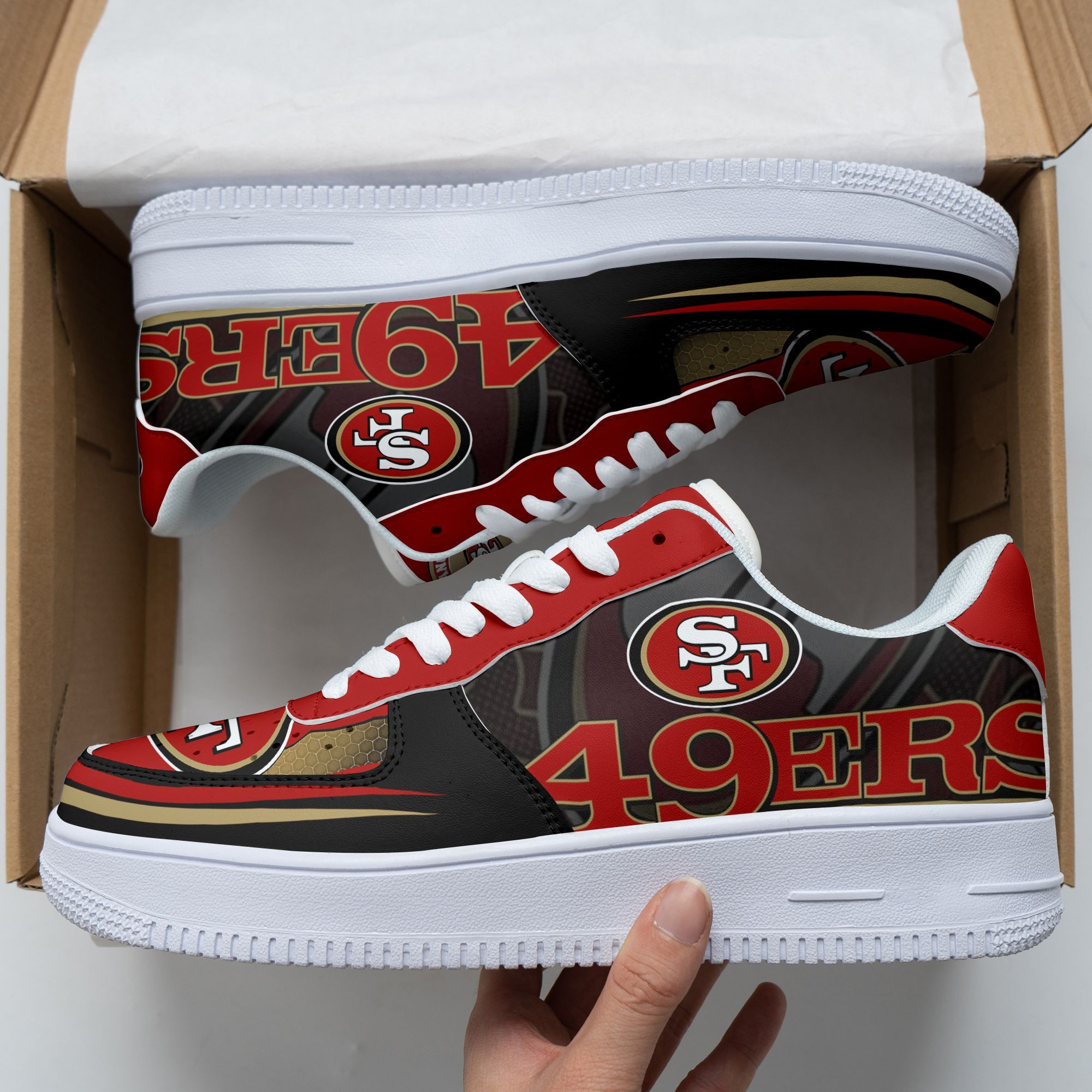 JWFancy San Francisco 49ers NFL Air Low-Top Sneakers Shoes For Men And Women