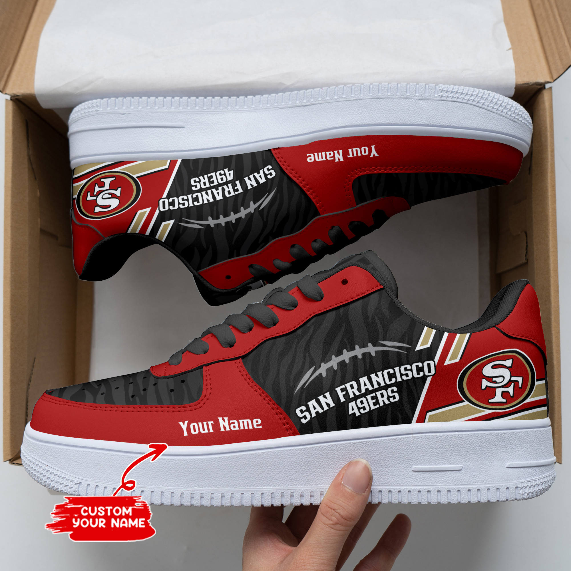 JWFancy San Francisco 49ers NFL Air Low-Top Sneakers Shoes For Men And Women