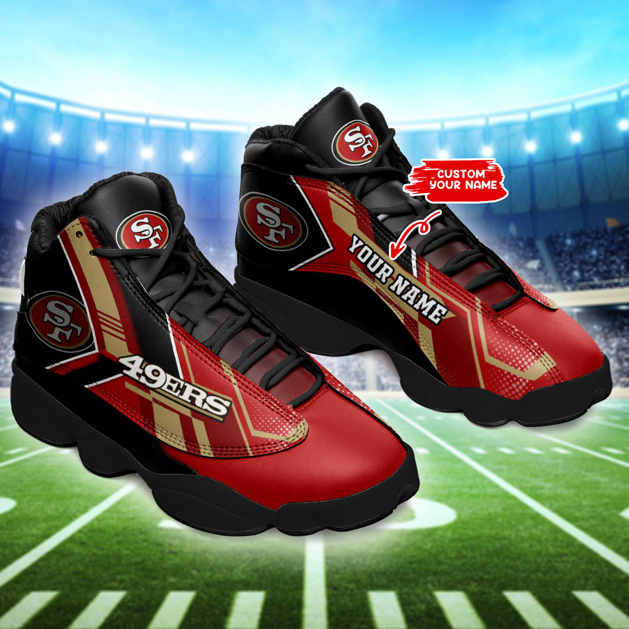 JWFancy San Francisco 49ers NFL AJ13 Sneakers Shoes For Men And Women