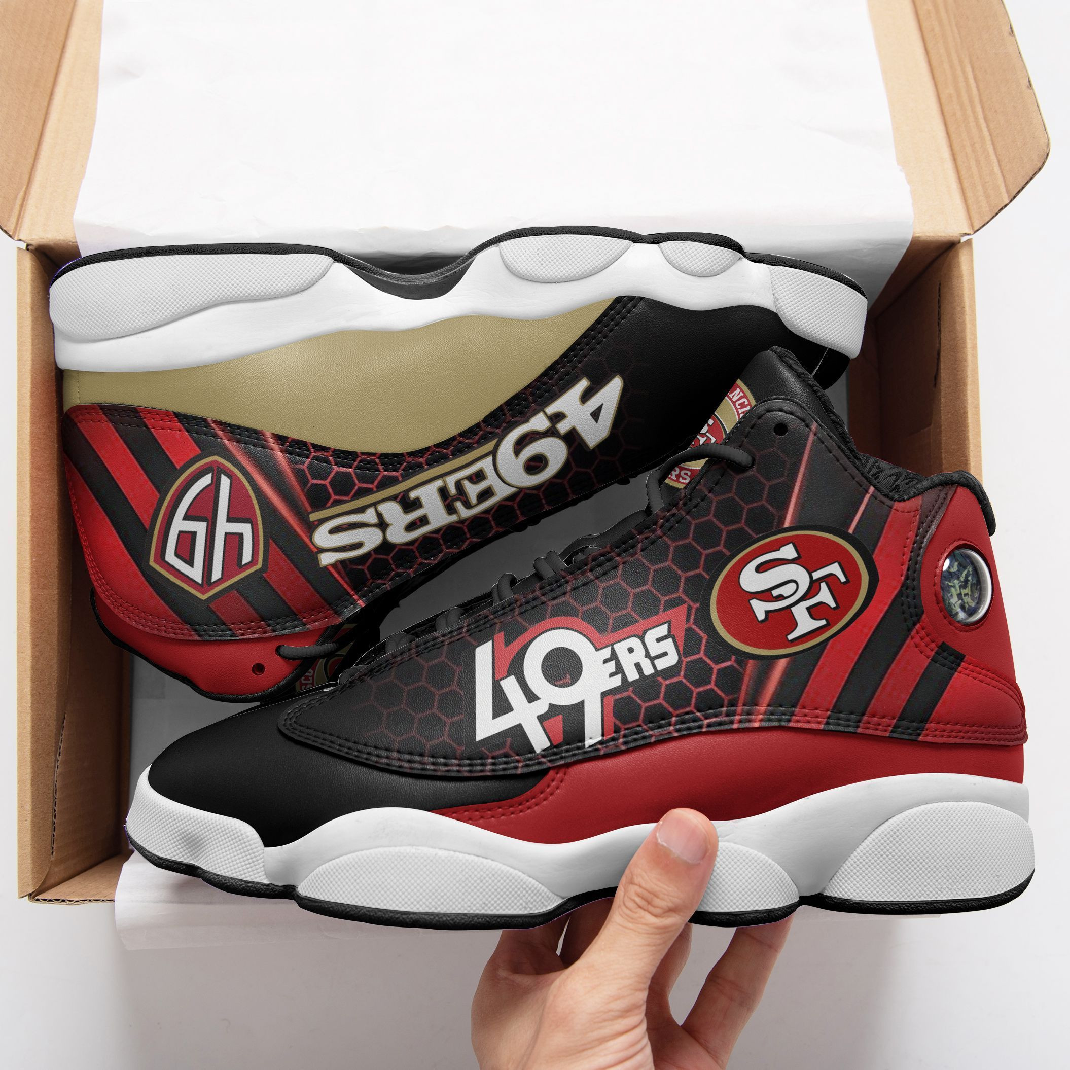 JWFancy San Francisco 49ers NFL AJ13 Sneakers Shoes For Men And Women
