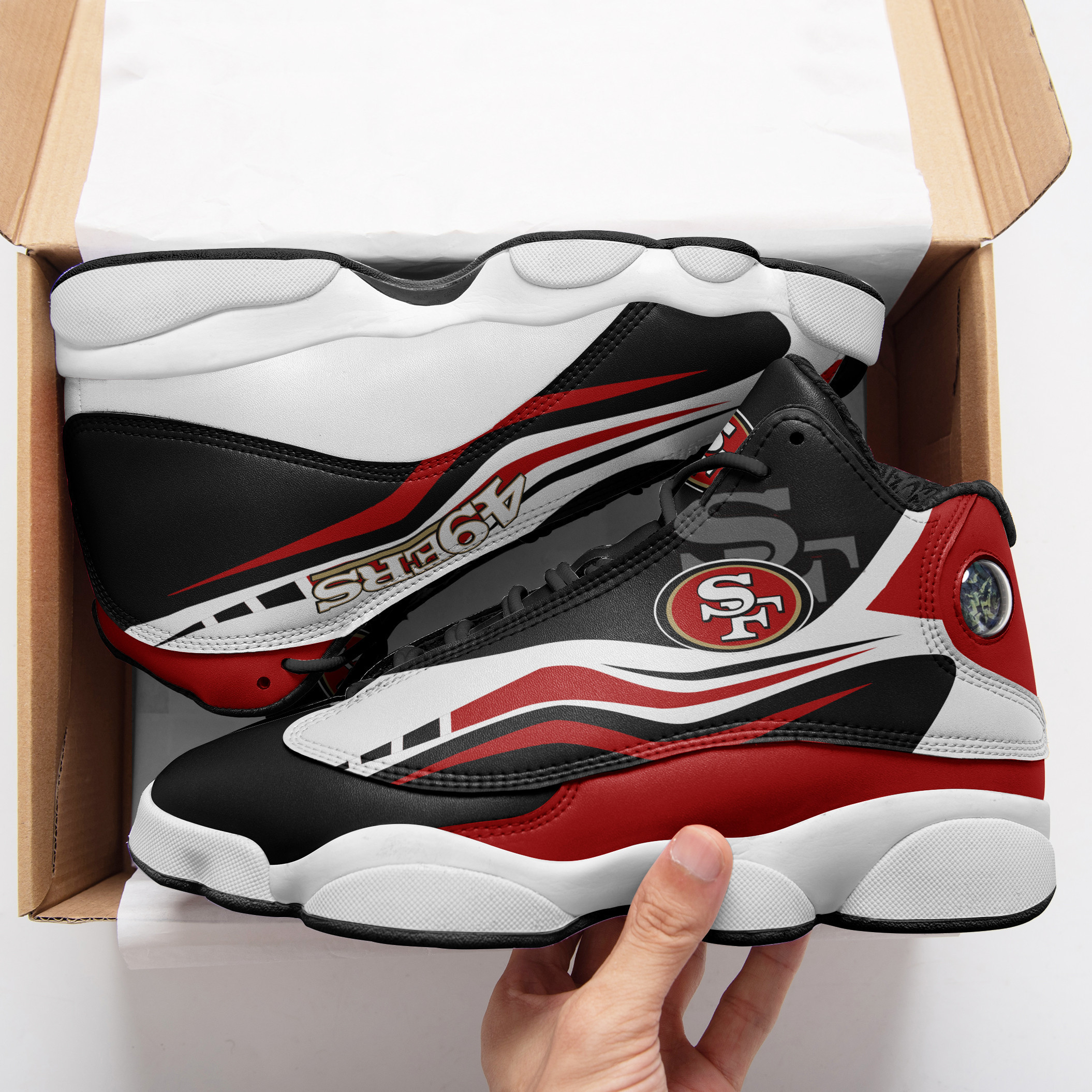 JWFancy San Francisco 49ers NFL AJ13 Sneakers Shoes For Men And Women