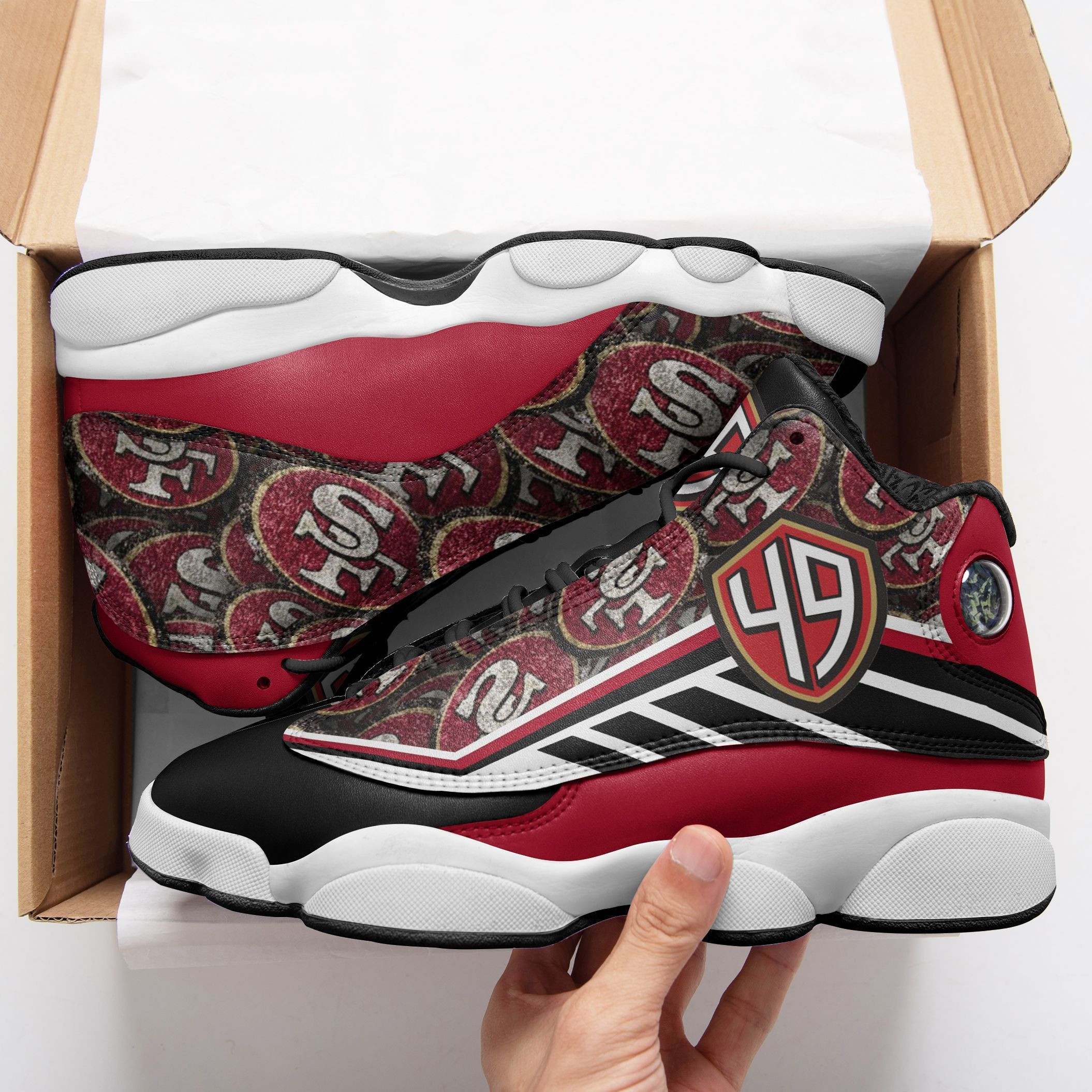 JWFancy San Francisco 49ers NFL AJ13 Sneakers Shoes For Men And Women