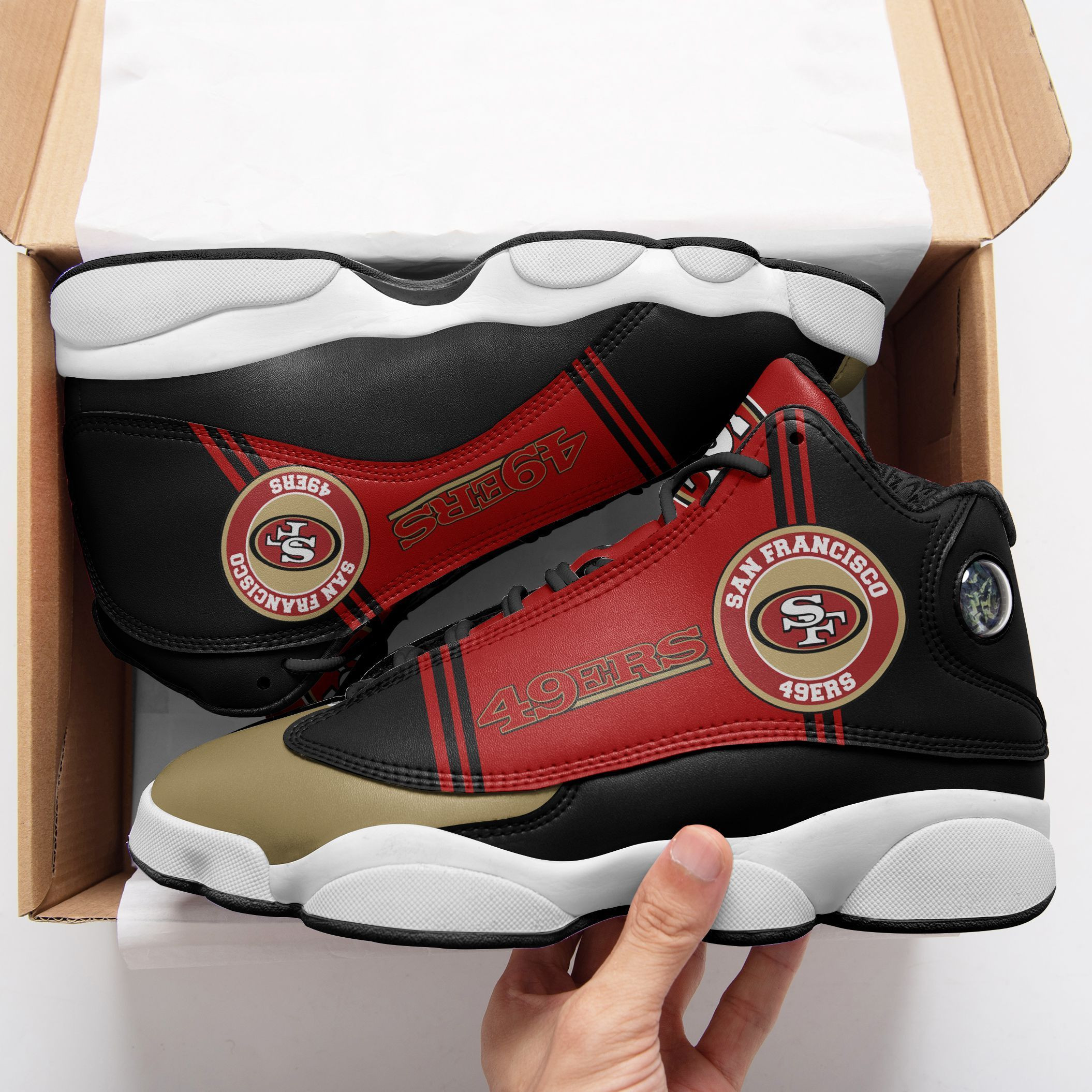 JWFancy San Francisco 49ers NFL AJ13 Sneakers Shoes For Men And Women