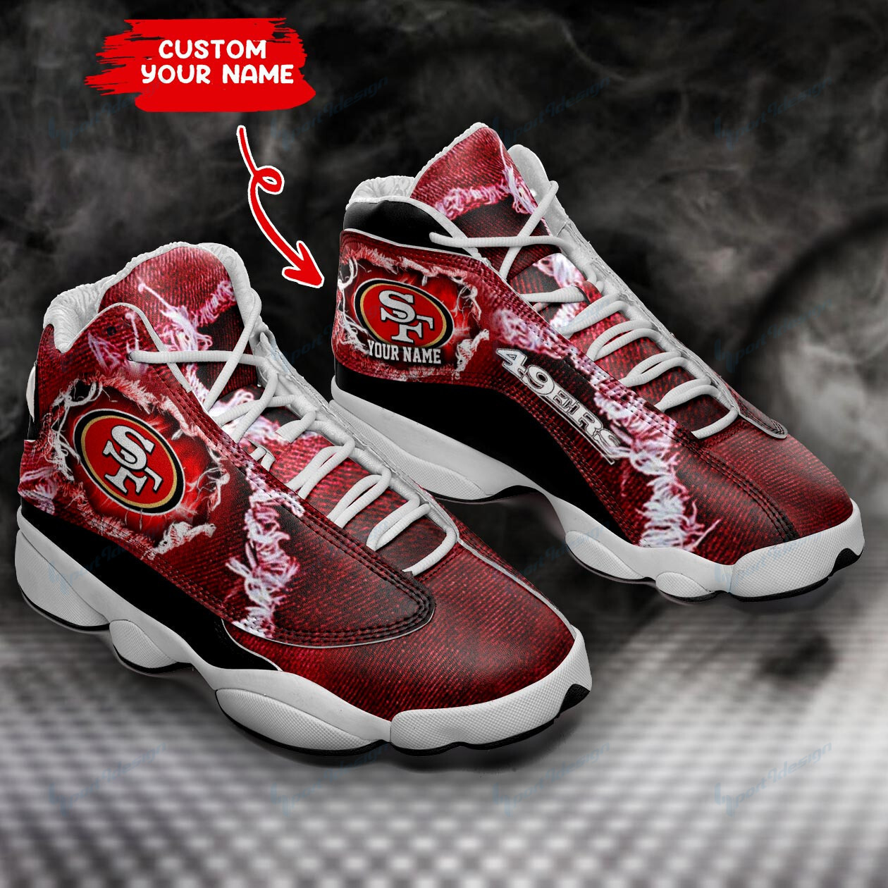 JWFancy San Francisco 49ers NFL AJ13 Sneakers Shoes For Men And Women