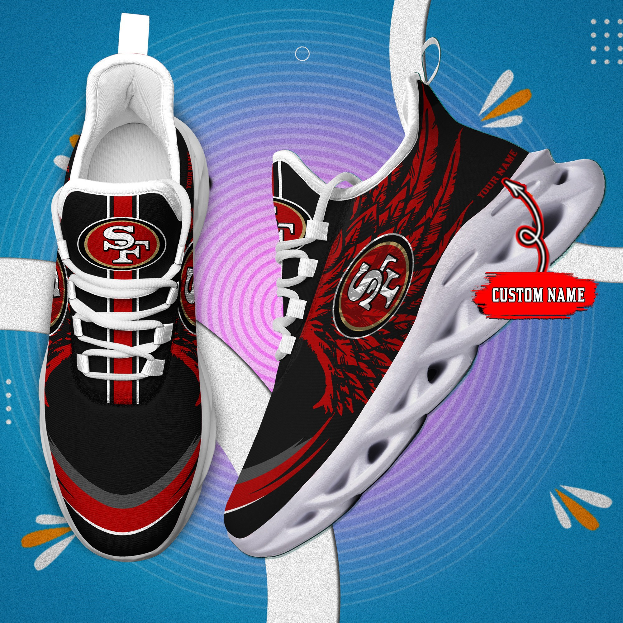 JWFancy San Francisco 49ers NFL Max Soul Shoes Sneakers For Men And Women