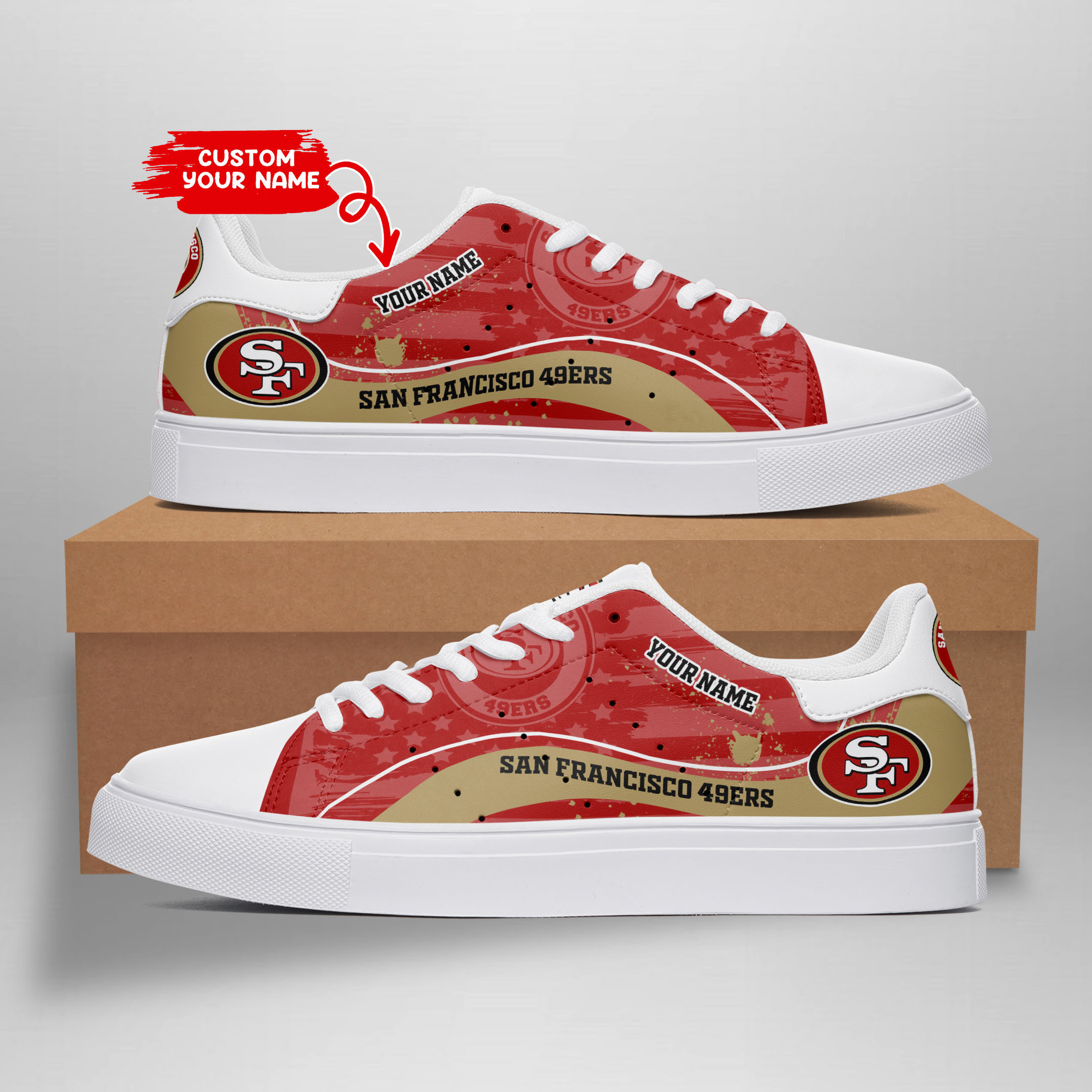 JWFancy San Francisco 49ers Skate Stan Shoes Sneakes For Men And Women