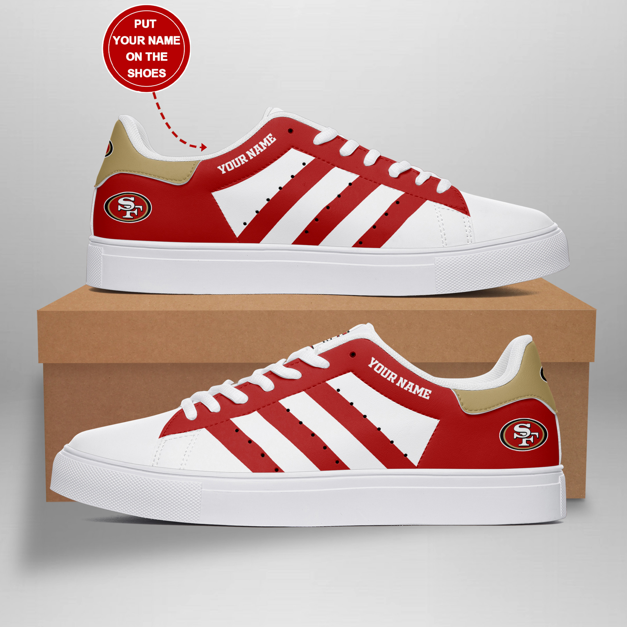 JWFancy San Francisco 49ers Skate Stan Shoes Sneakes For Men And Women