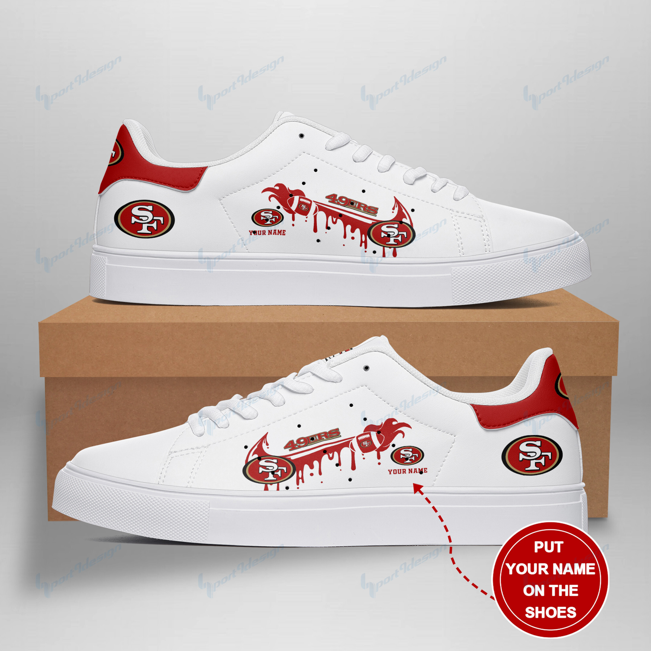 JWFancy San Francisco 49ers Skate Stan Shoes Sneakes For Men And Women