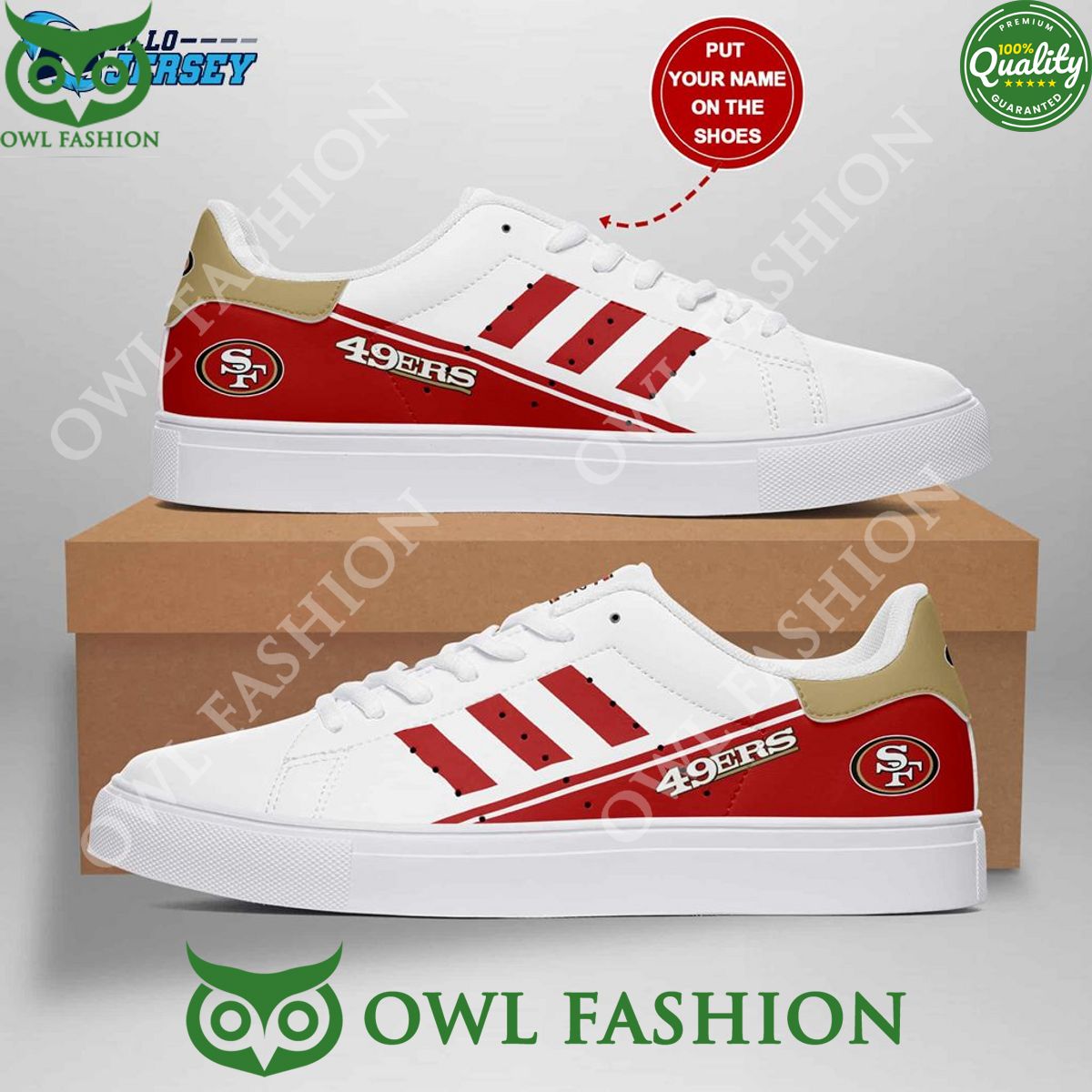 JWFancy San Francisco 49ers Skate Stan Shoes Sneakes For Men And Women