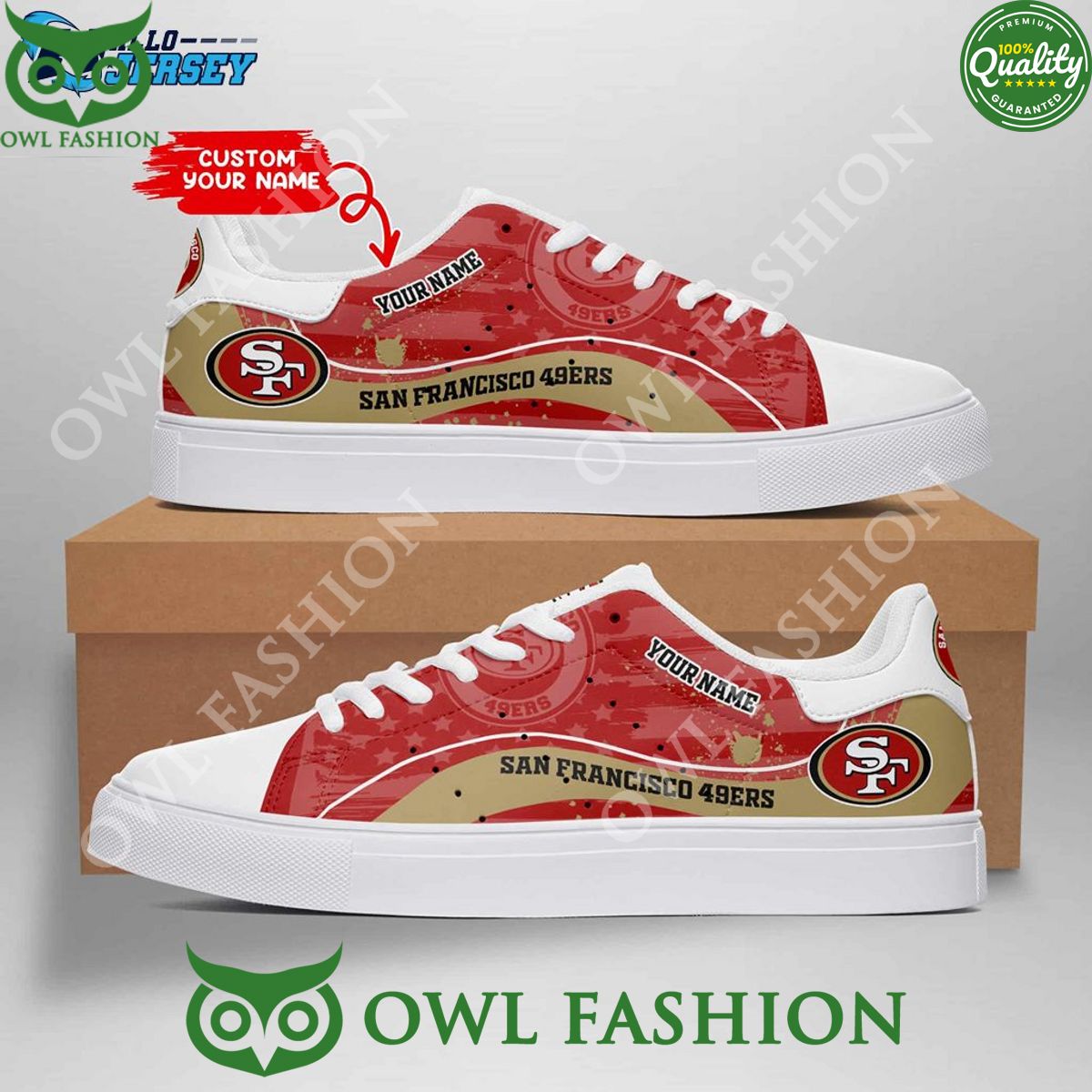 JWFancy San Francisco 49ers Skate Stan Shoes Sneakes For Men And Women