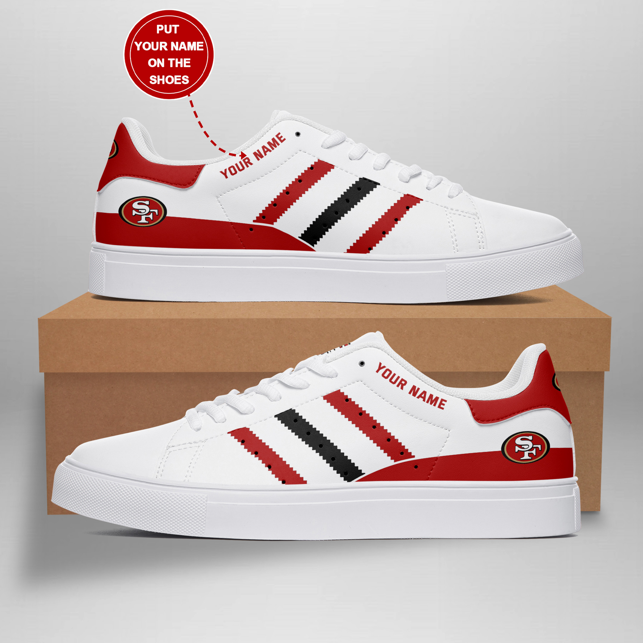 JWFancy San Francisco 49ers Skate Stan Shoes Sneakes For Men And Women