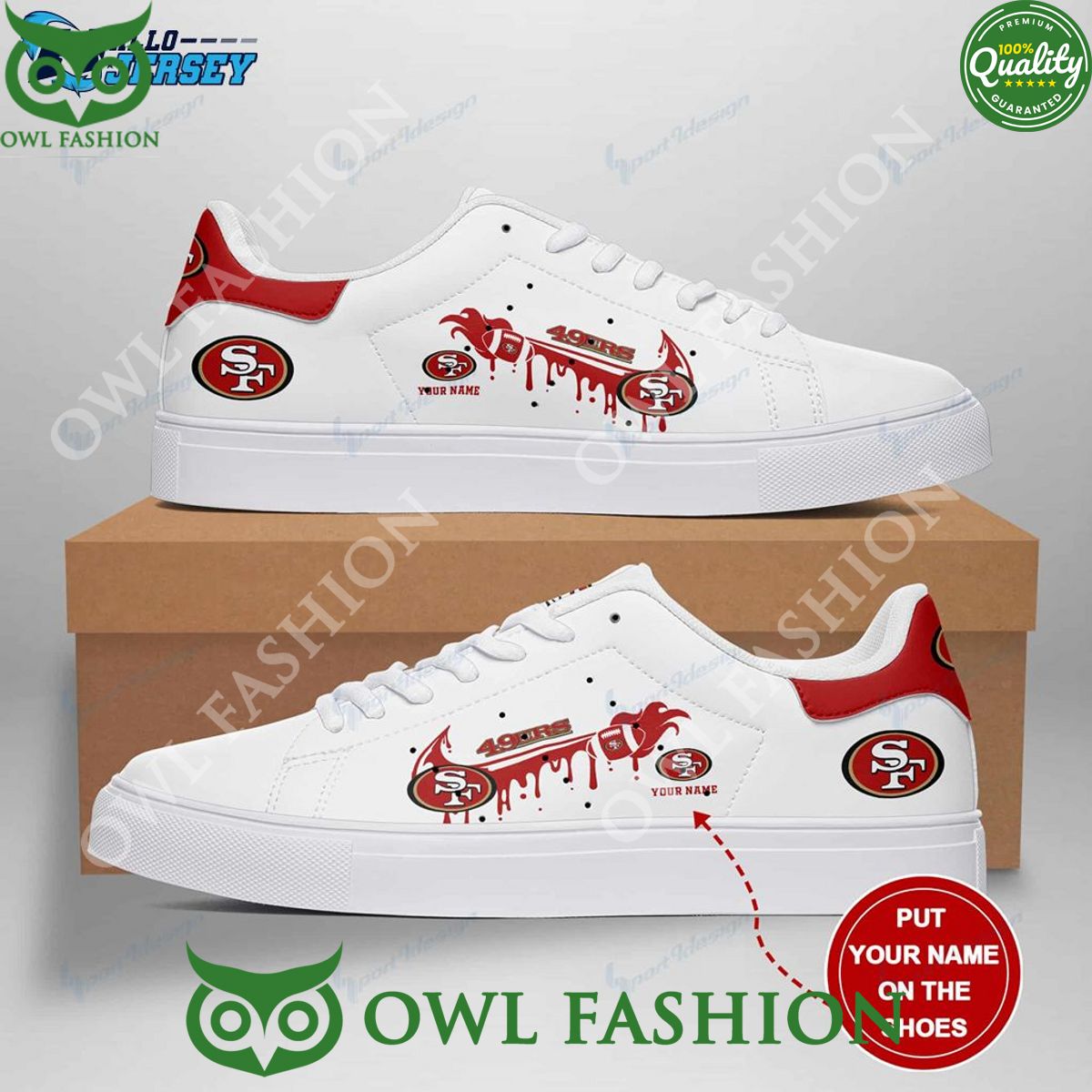 JWFancy San Francisco 49ers Skate Stan Shoes Sneakes For Men And Women