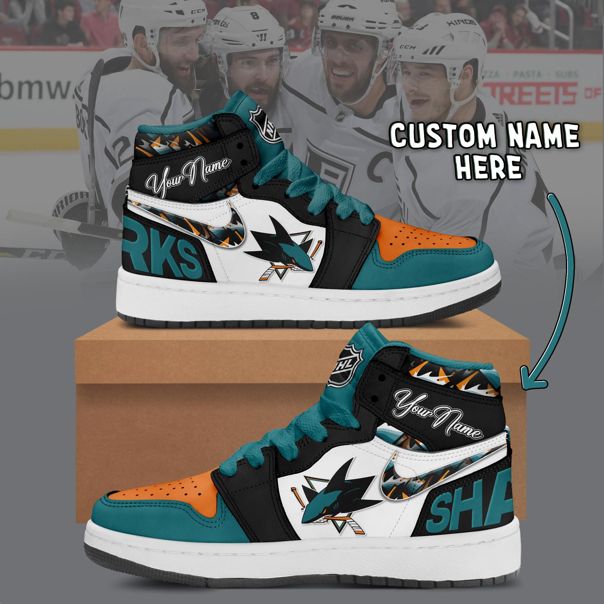JWFancy San Jose Sharks AJ1 High Sneakers Shoes For Men And Women