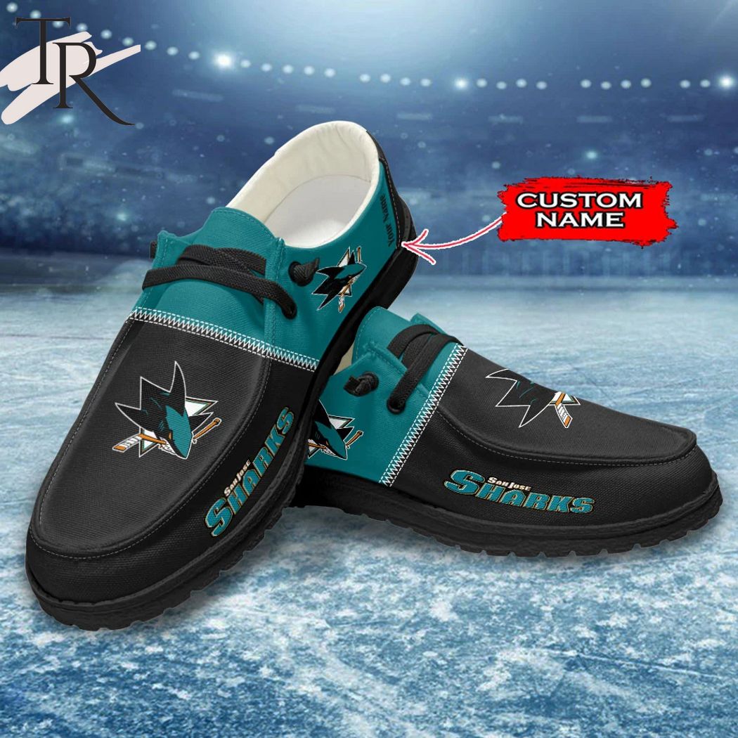 JWFancy San Jose Sharks Hey Dude Shoes Wally Men's Lace Up Loafers Comfortable For Men And Women