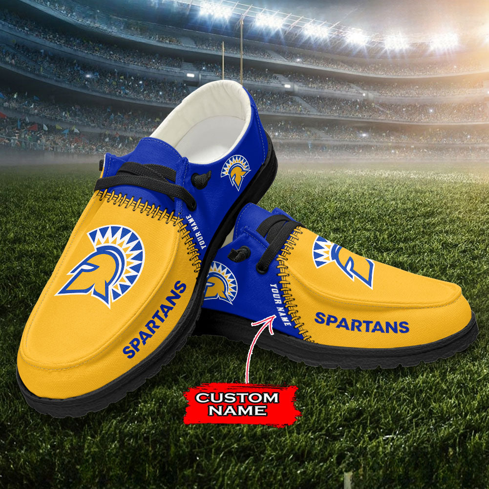 JWFancy San Jose State Spartans Hey Dude Shoes Wally Men's Lace Up Loafers Comfortable For Men And Women