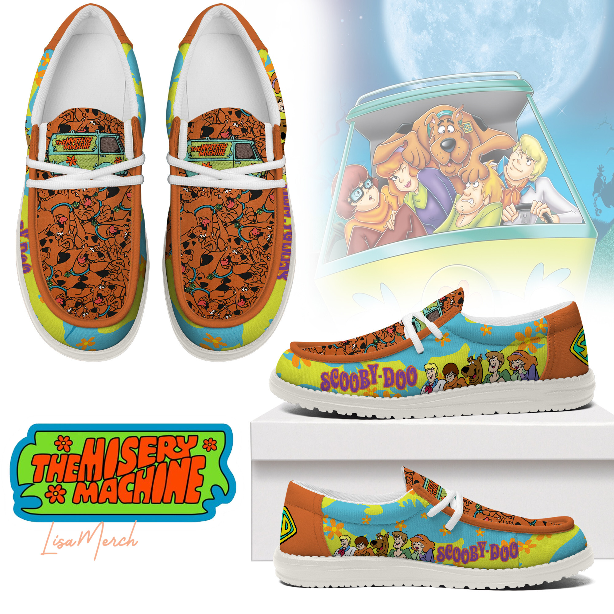 JWFancy Scooby-Doo Hey Dude Shoes Wally Men's Lace Up Loafers Comfortable For Men And Women